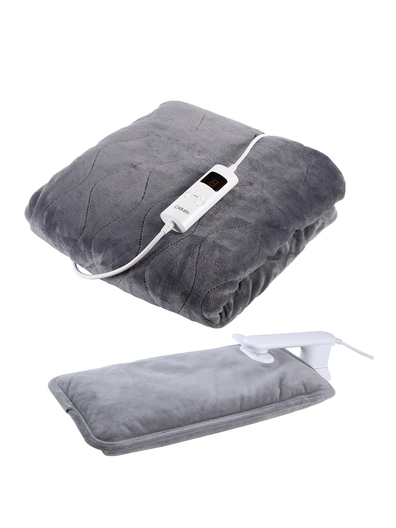 Carmen Rechargeable Hot Water Bottle  &  Luxury Electric Heated Flow with Over Blanket, Grey