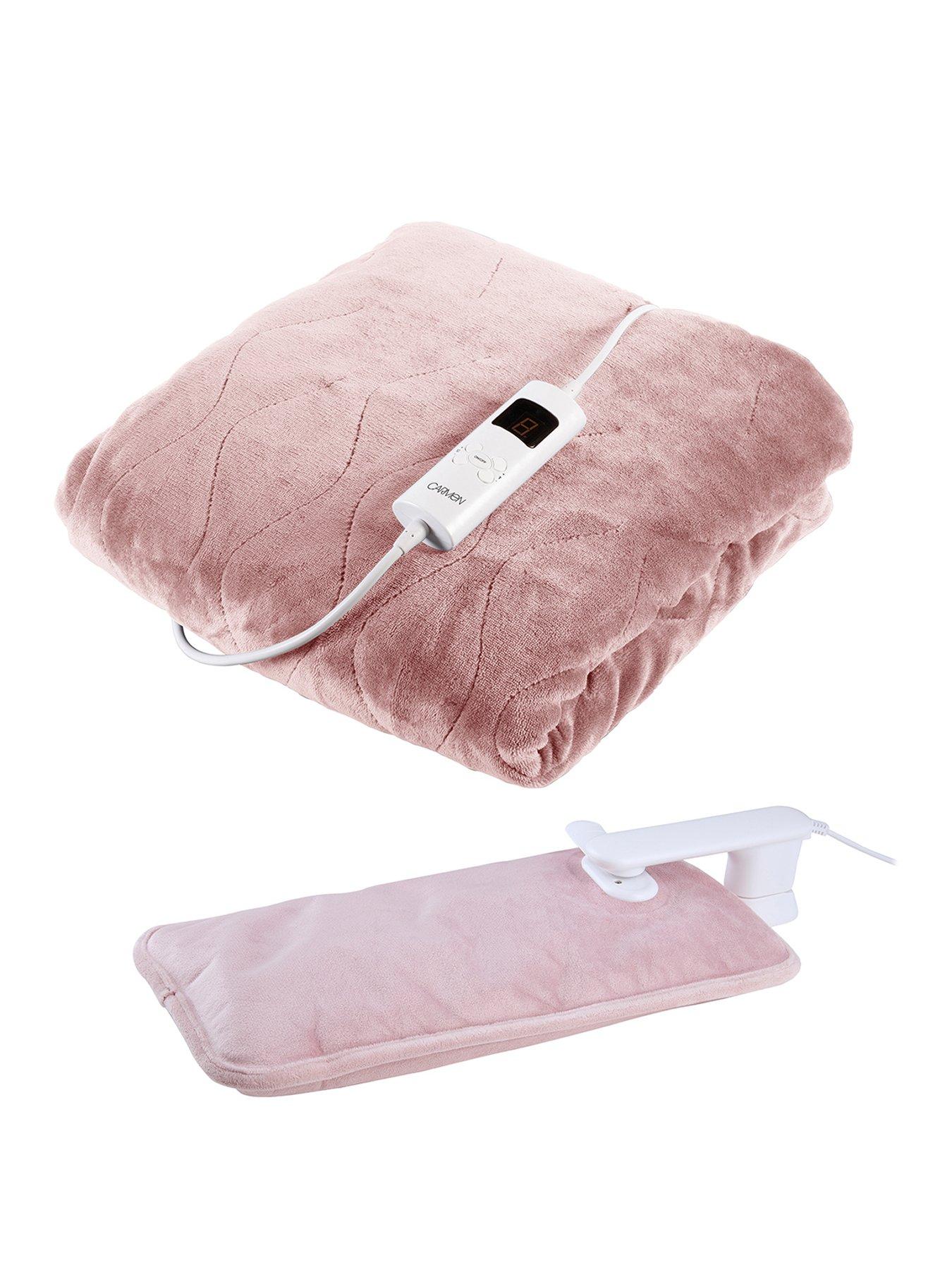 Carmen Rechargeable Hot Water Bottle  &  Luxury Electric Heated Flow with Over Blanket, Pink