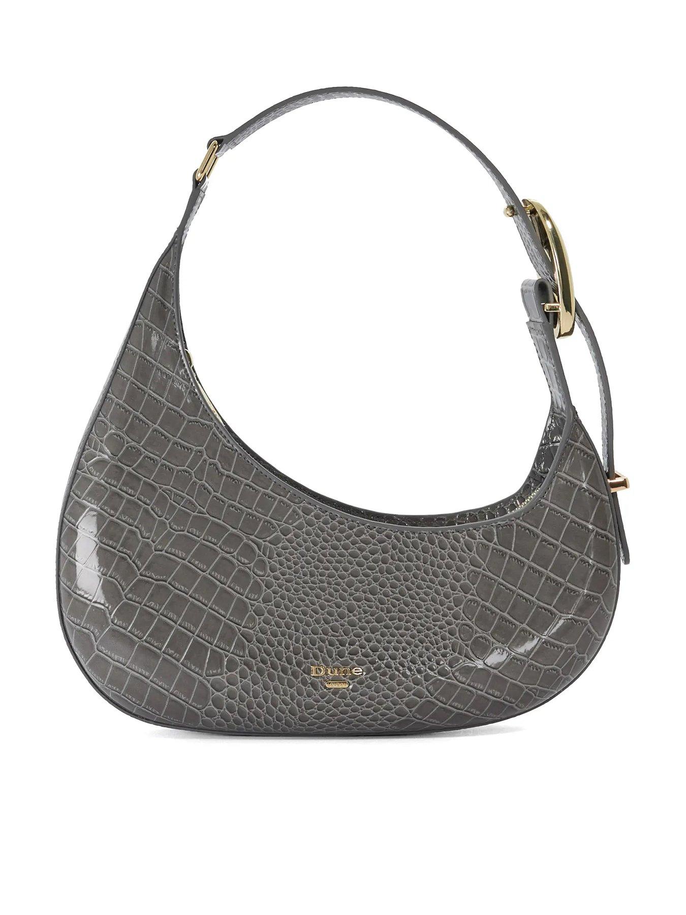 Dune London Disarming Croc Embossed Leather Shoulder Bag - Grey