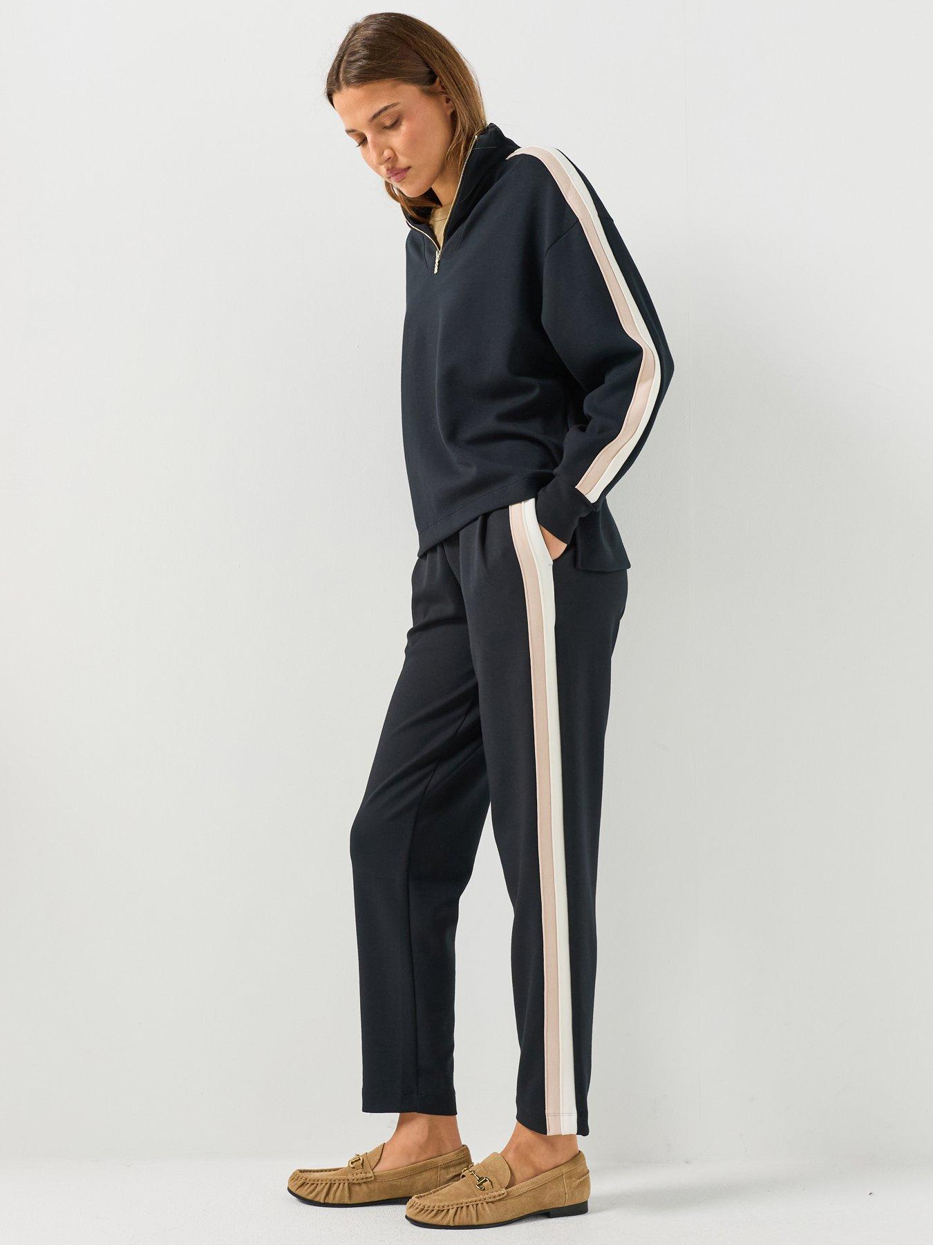 Image 5 of 5 of BOSS Womens Mirage Tapered Side Stripe Trousers - Black