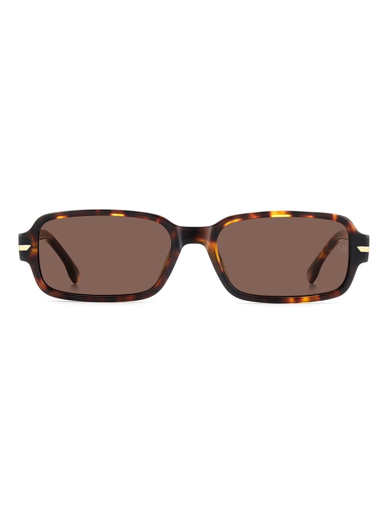 Image 3 of 5 of VICTORIA BECKHAM Womens Shallow Rectangular Sunglasses - Brown Havana