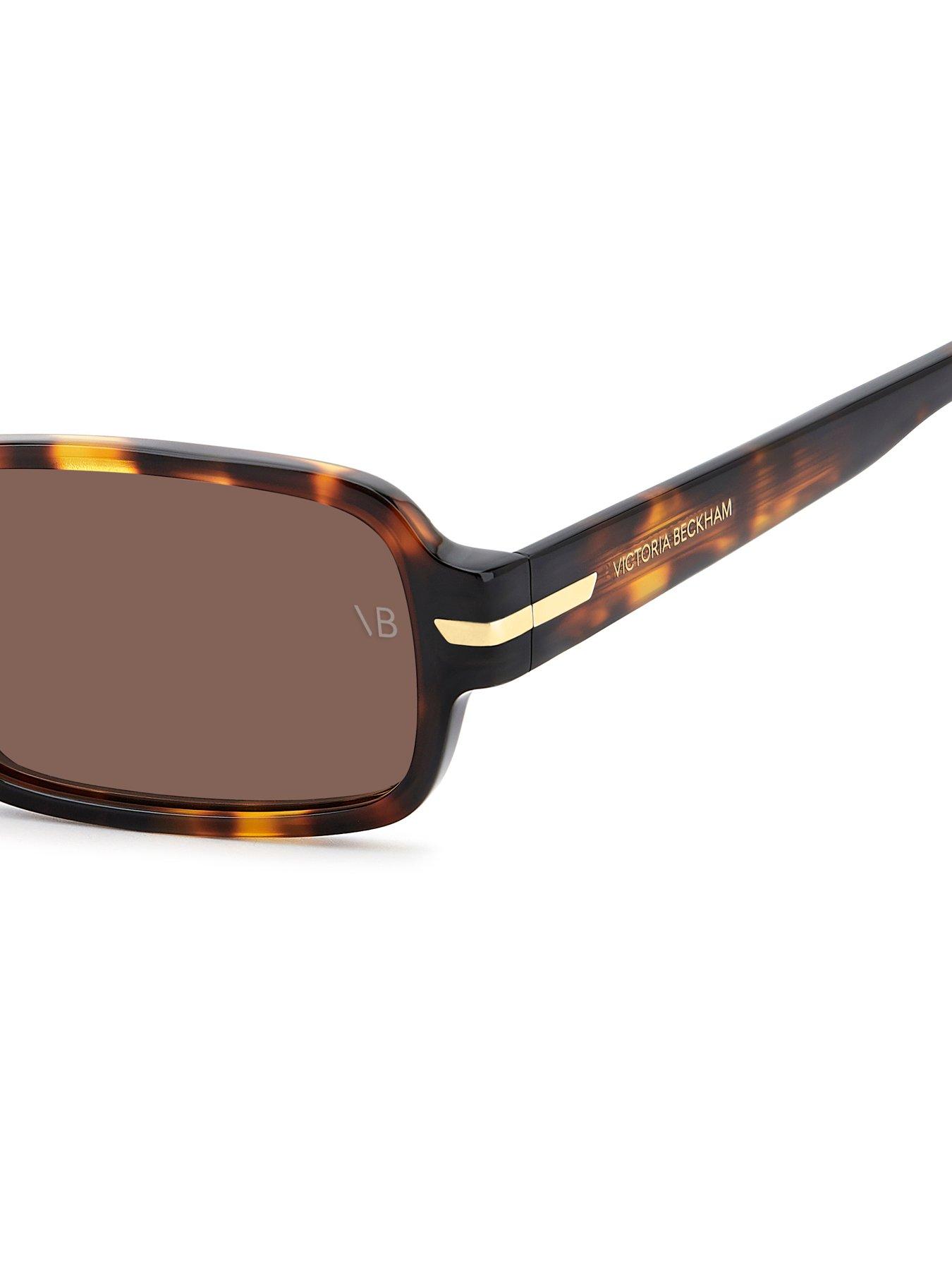 Image 5 of 5 of VICTORIA BECKHAM Womens Shallow Rectangular Sunglasses - Brown Havana