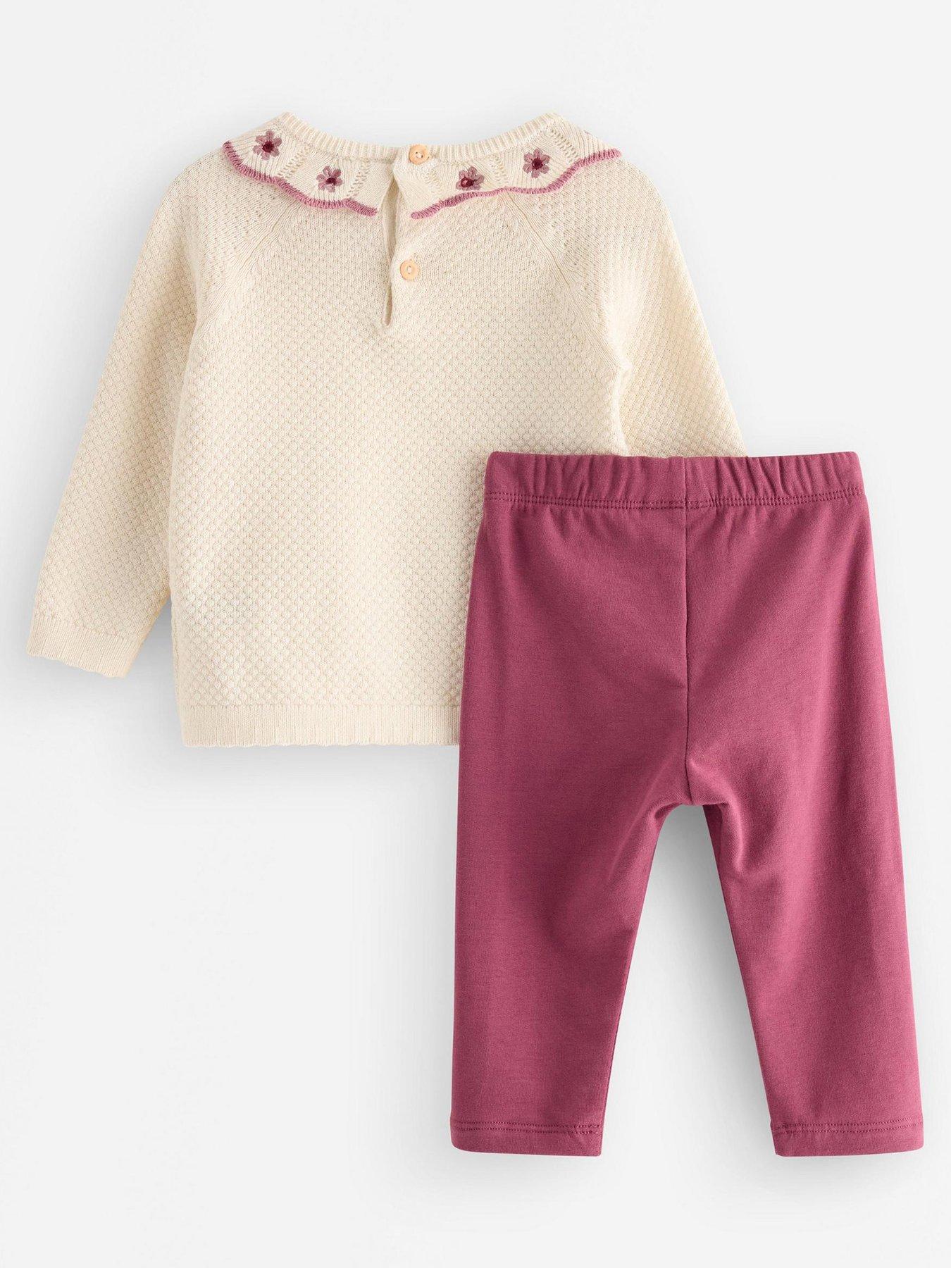 Image 2 of 3 of Lindex Baby Girls Jumper and Legging Set - White