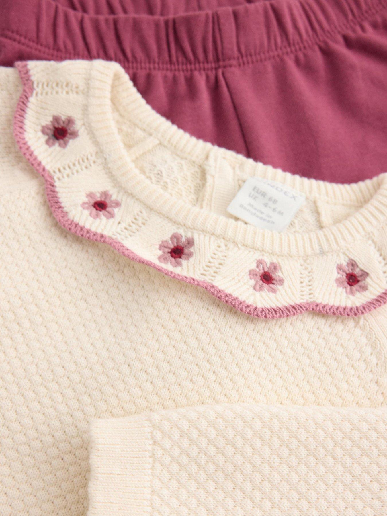 Image 3 of 3 of Lindex Baby Girls Jumper and Legging Set - White
