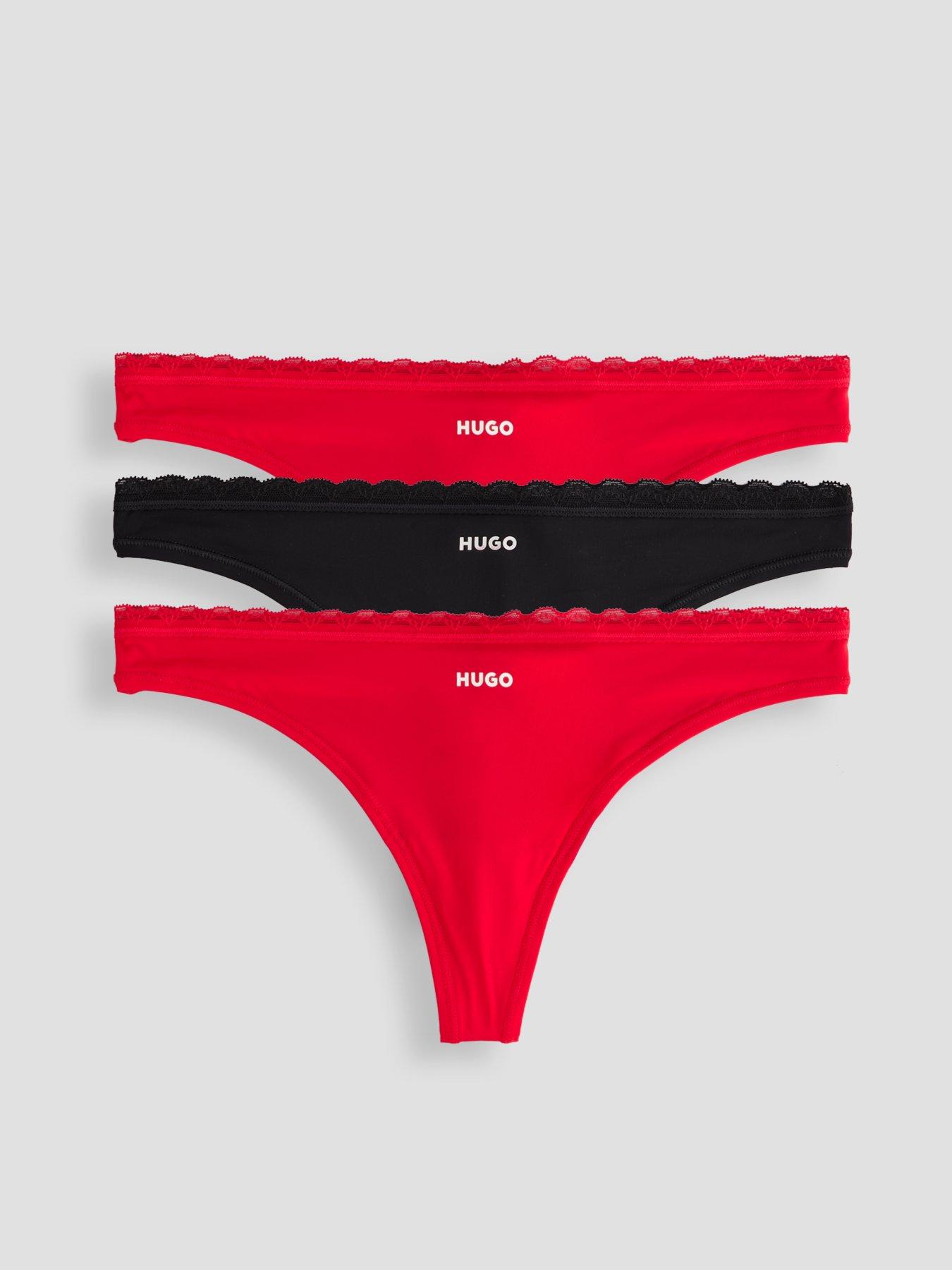 Image 1 of 5 of HUGO Womens 3 Pack Micro Lace-Trim Thongs - Multi