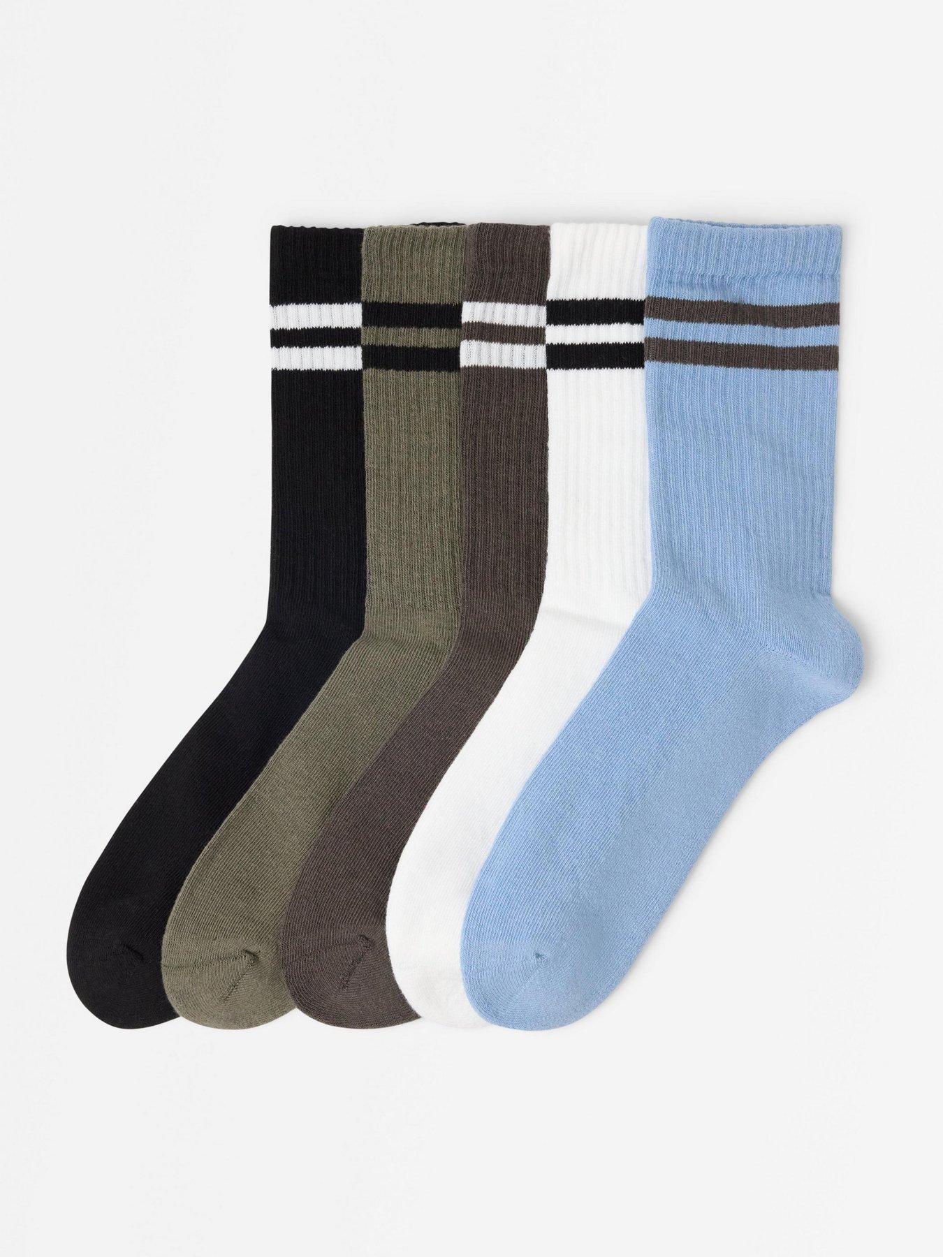 Image 1 of 3 of Lindex Boys 5 Pack Ribbed Striped Cuff Crew Socks - Brown