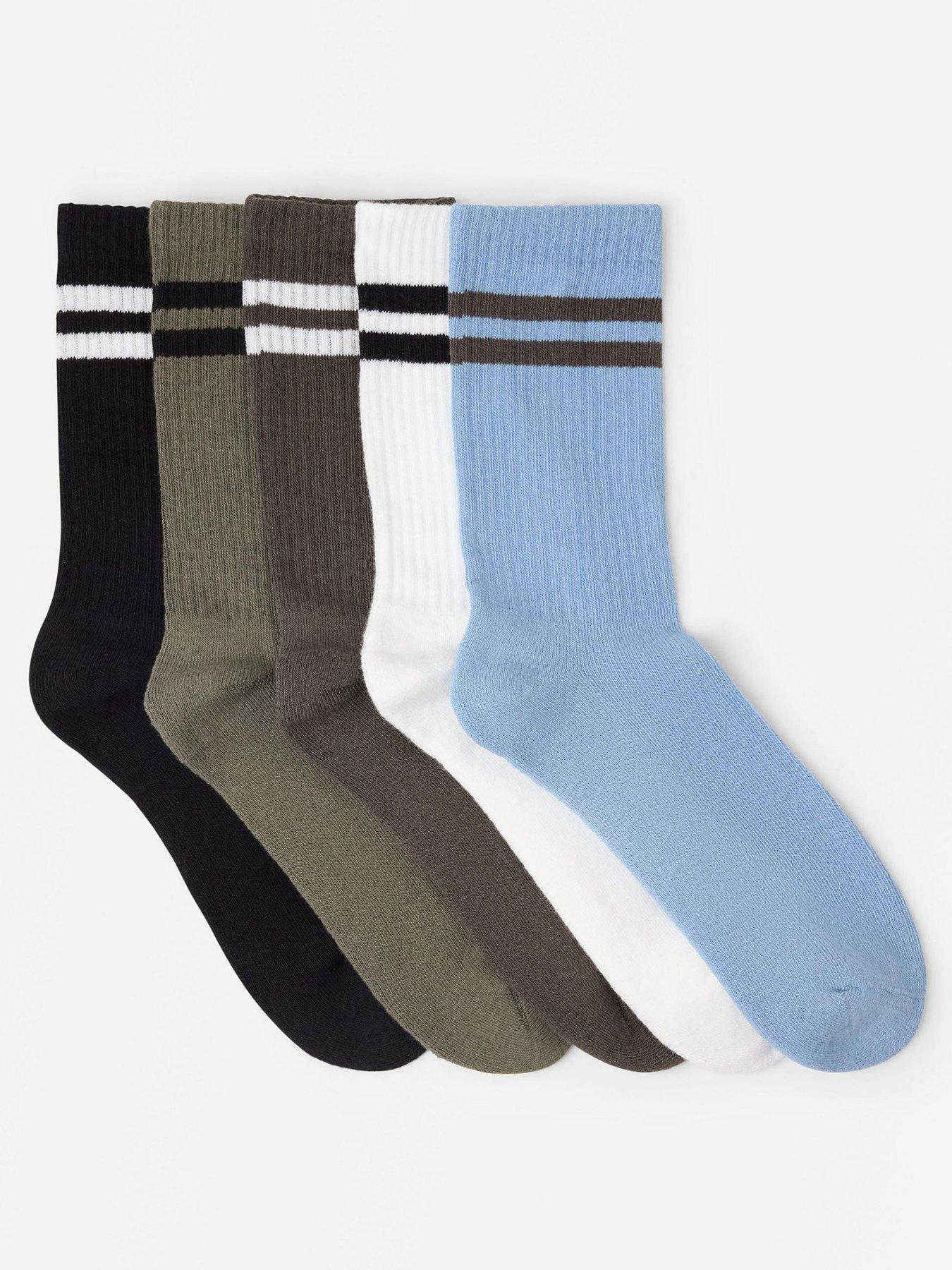Image 2 of 3 of Lindex Boys 5 Pack Ribbed Striped Cuff Crew Socks - Brown