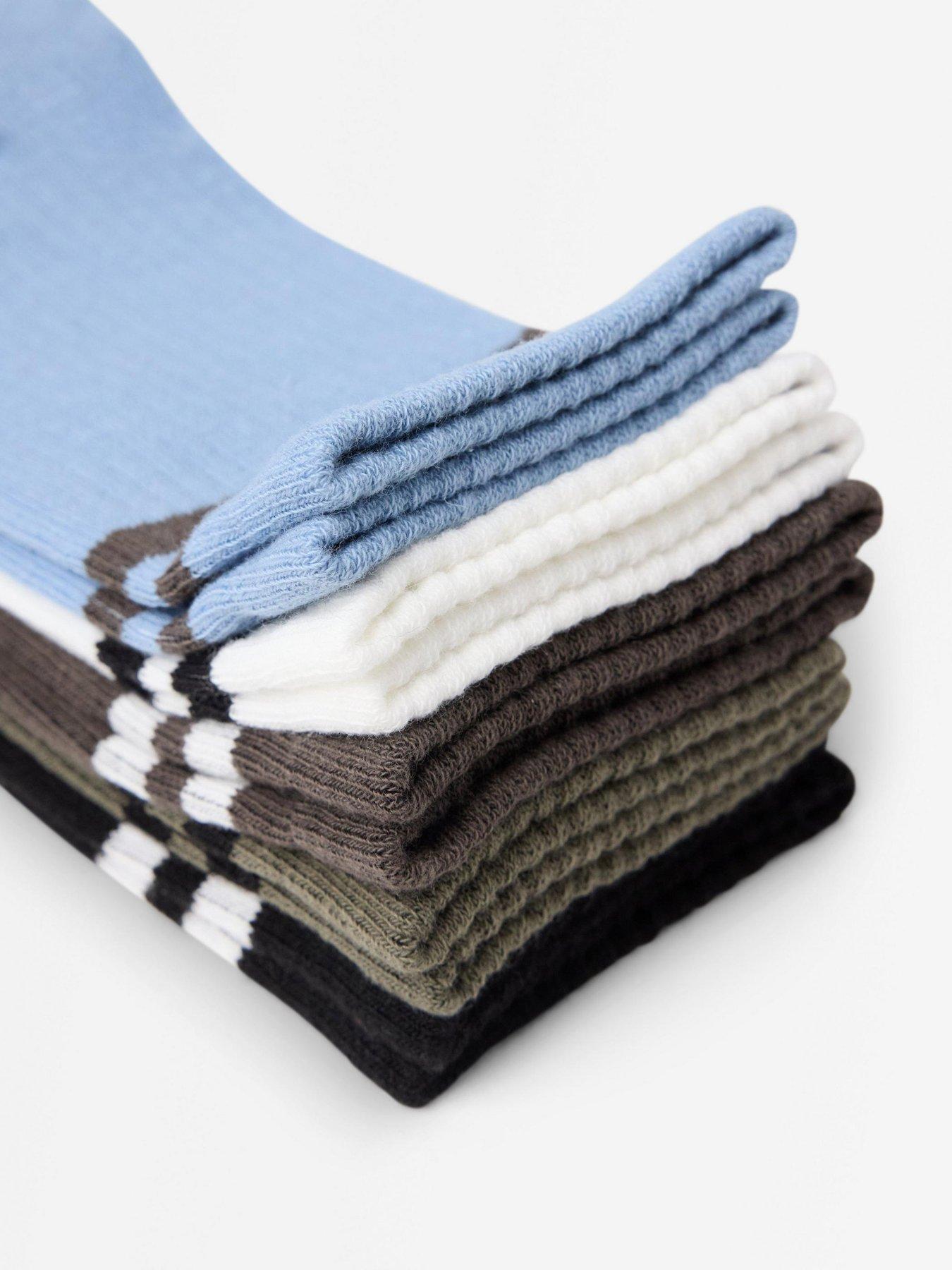 Image 3 of 3 of Lindex Boys 5 Pack Ribbed Striped Cuff Crew Socks - Brown