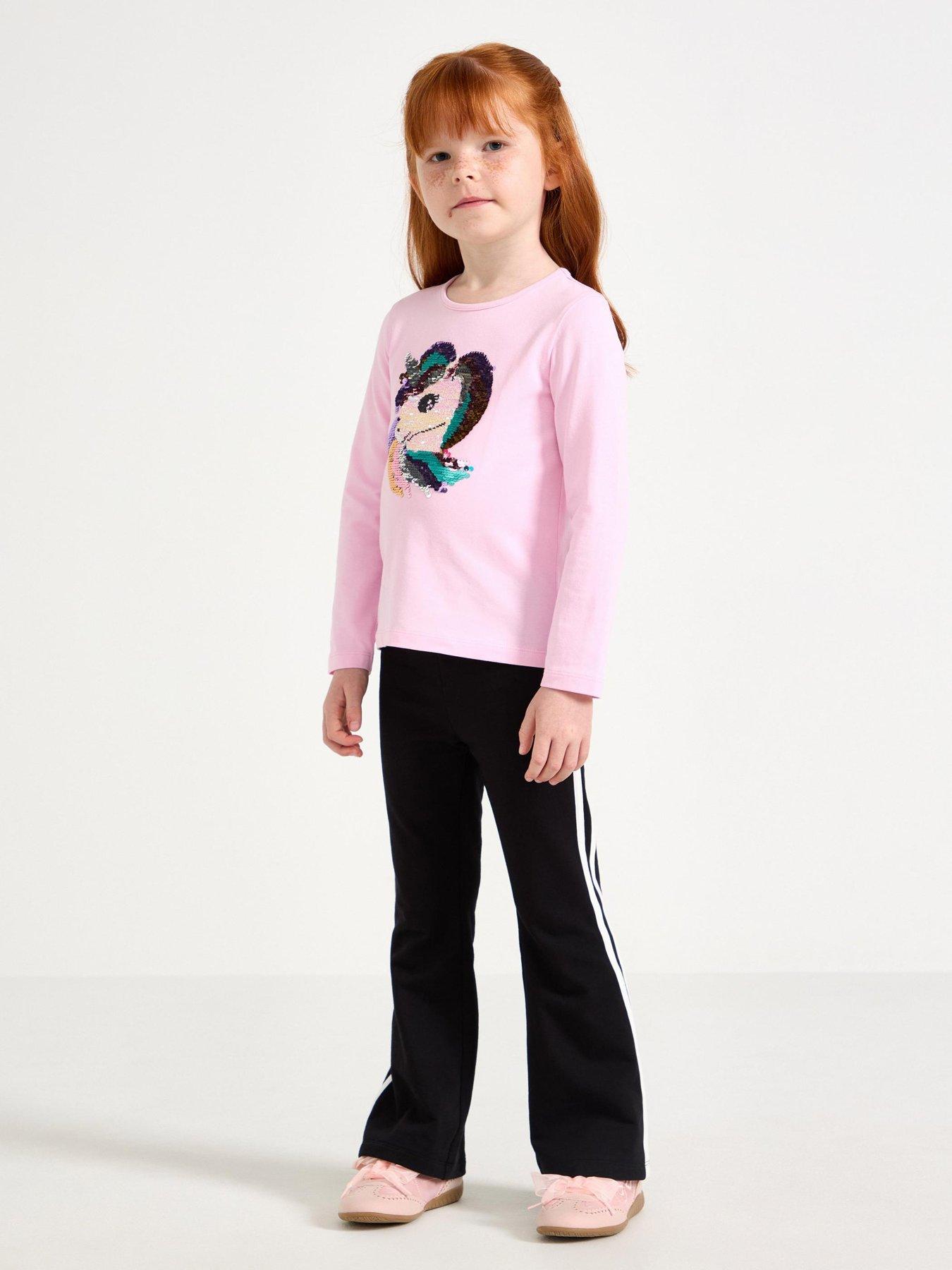 Image 1 of 4 of Lindex Younger Girls Flared Side Stripe Leggings - Black