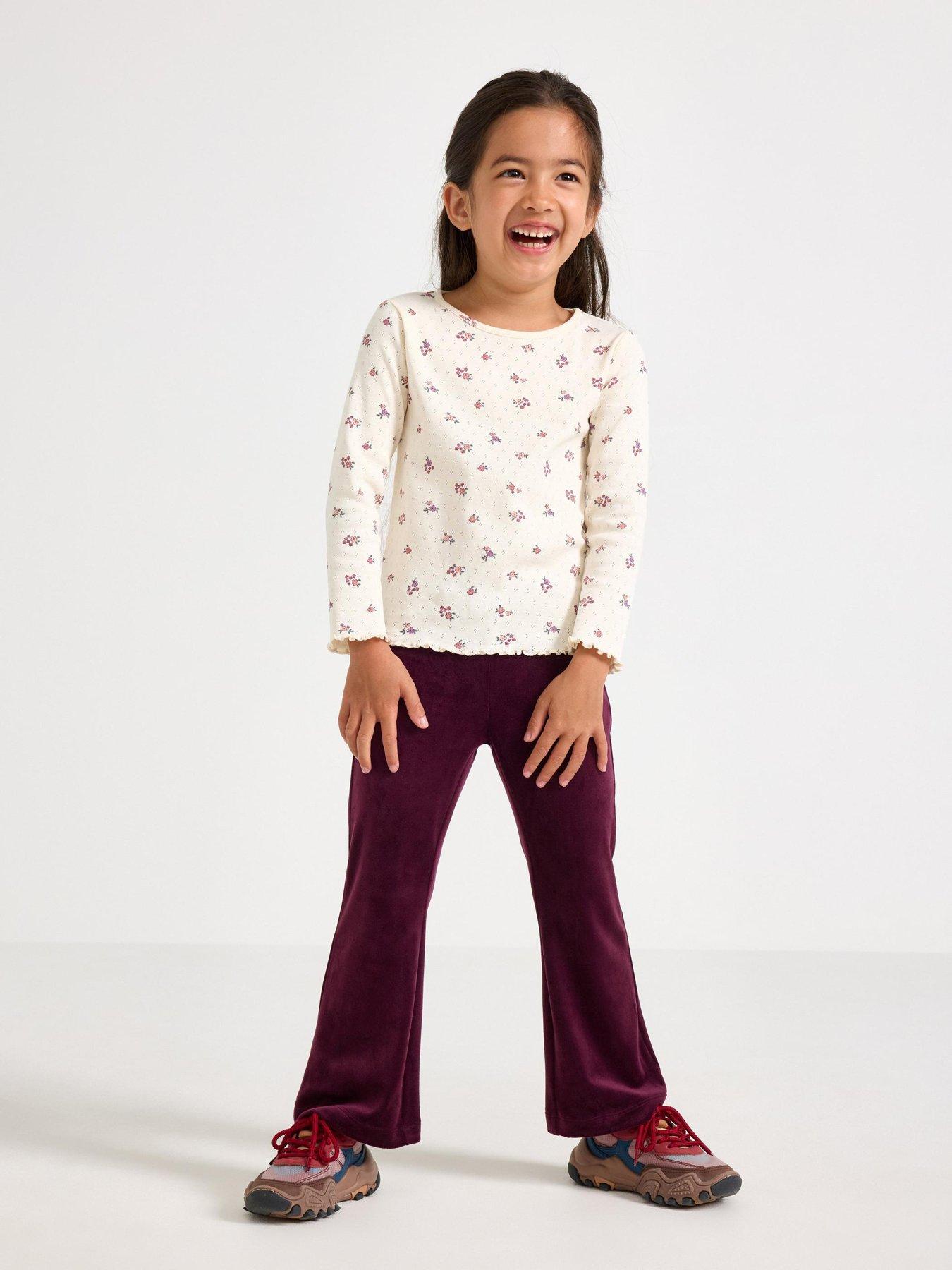 Image 1 of 4 of Lindex Girls Velour Flared Leggings - Purple