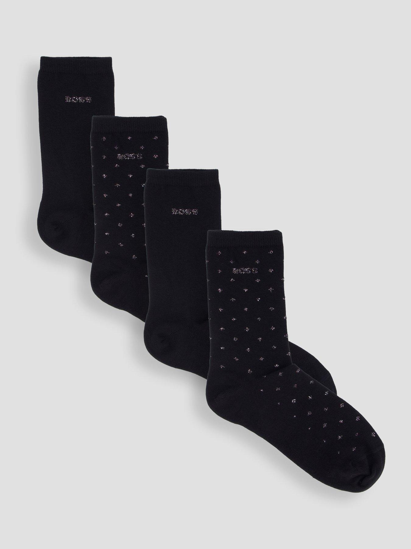 Image 1 of 3 of BOSS Womens 4 Pack Regular Ribbed Cuff Socks - Black
