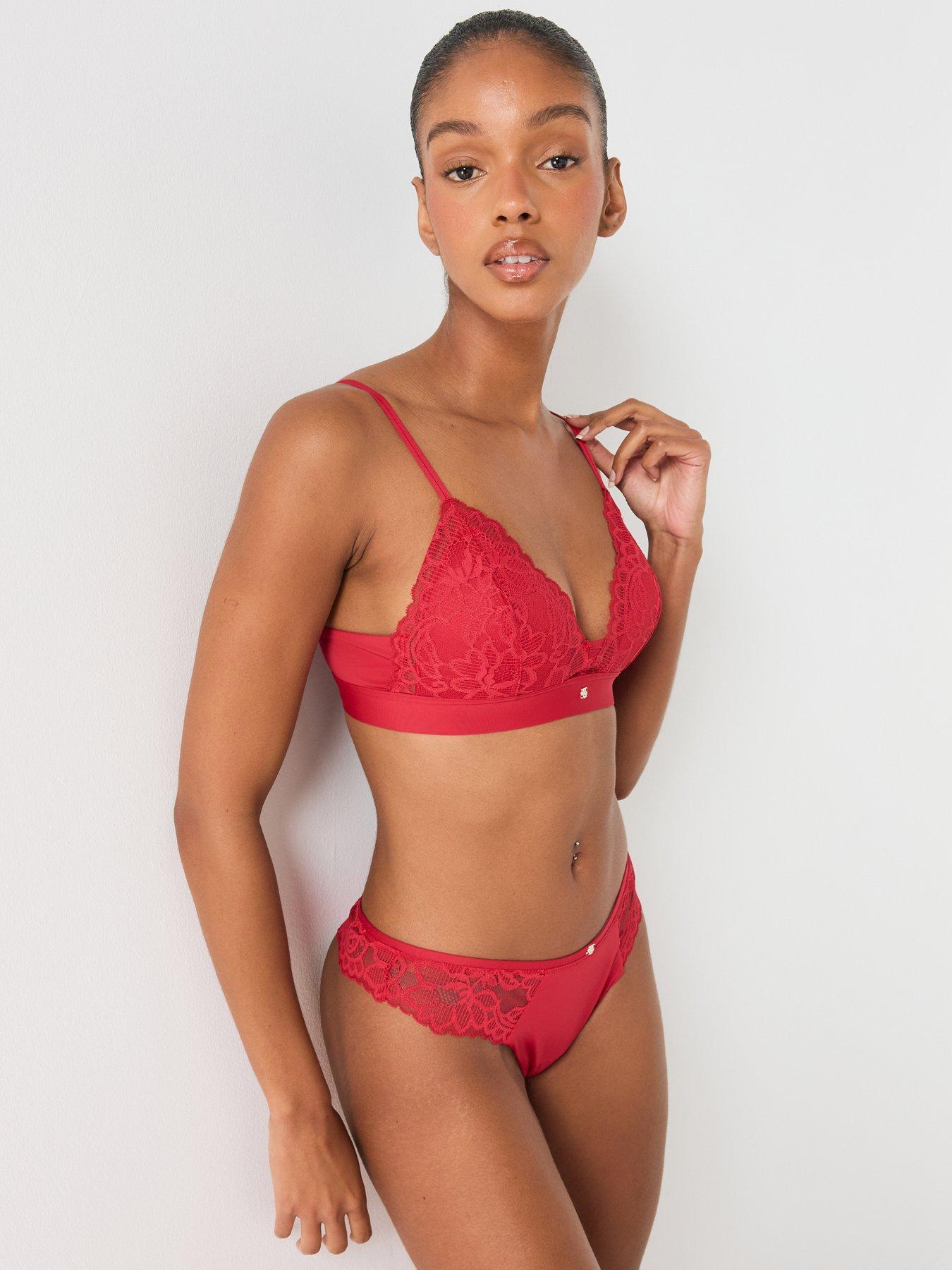 Image 3 of 6 of BOSS Womens Lace Adjustable Straps Bra - Red