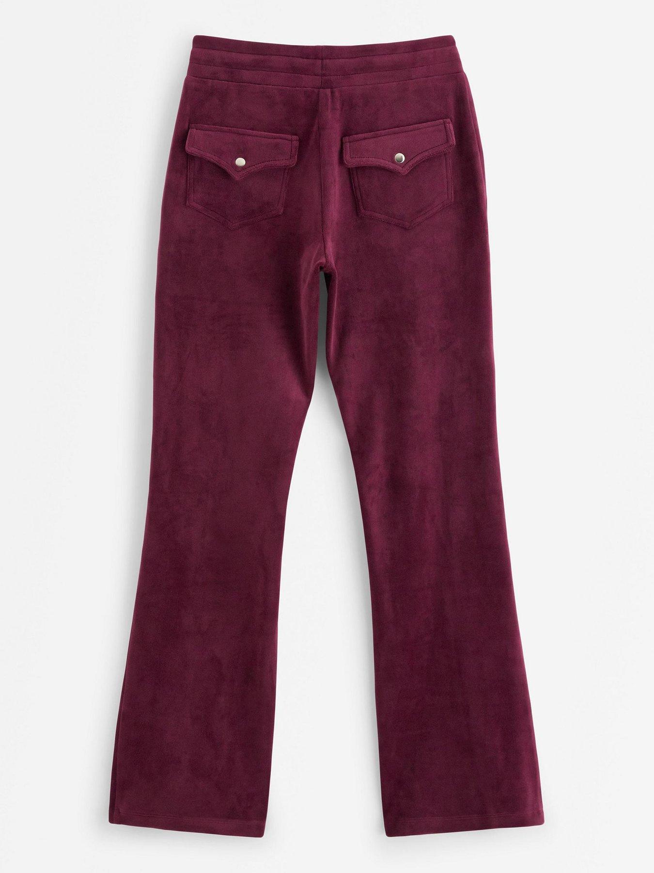 Image 3 of 4 of Lindex Girls Velour Trousers - Dark Red