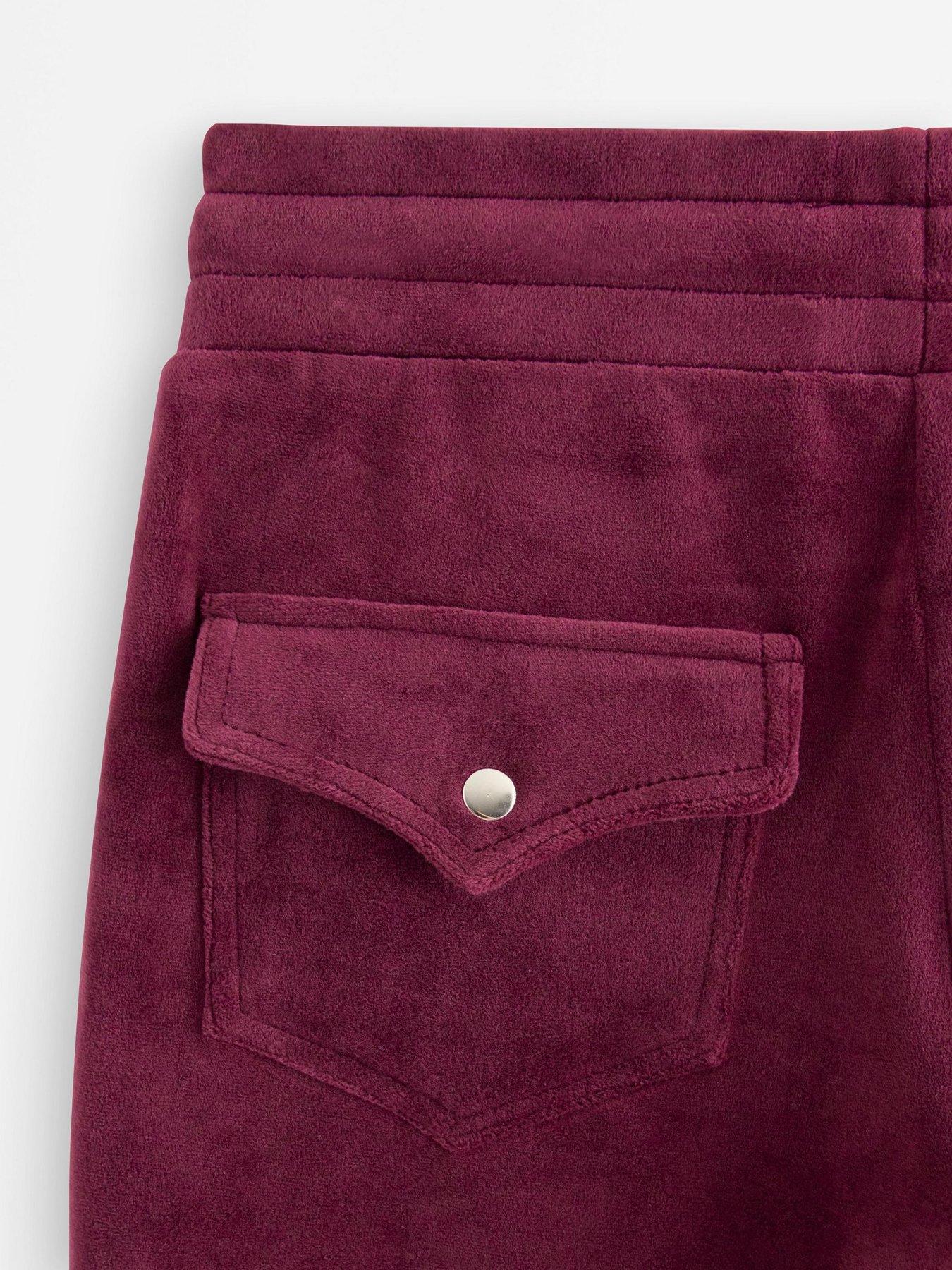 Image 4 of 4 of Lindex Girls Velour Trousers - Dark Red