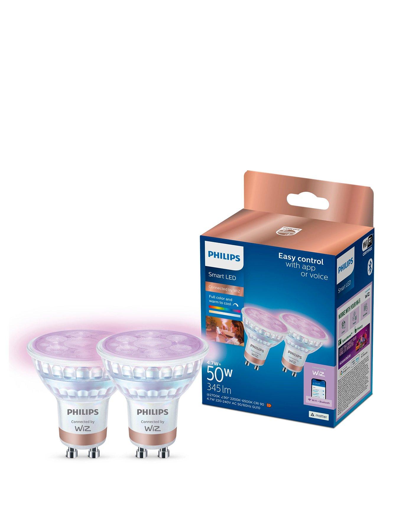 Philips Philips Smart LED RGB GU10 Glass Bulb - 50W, Twin Pack