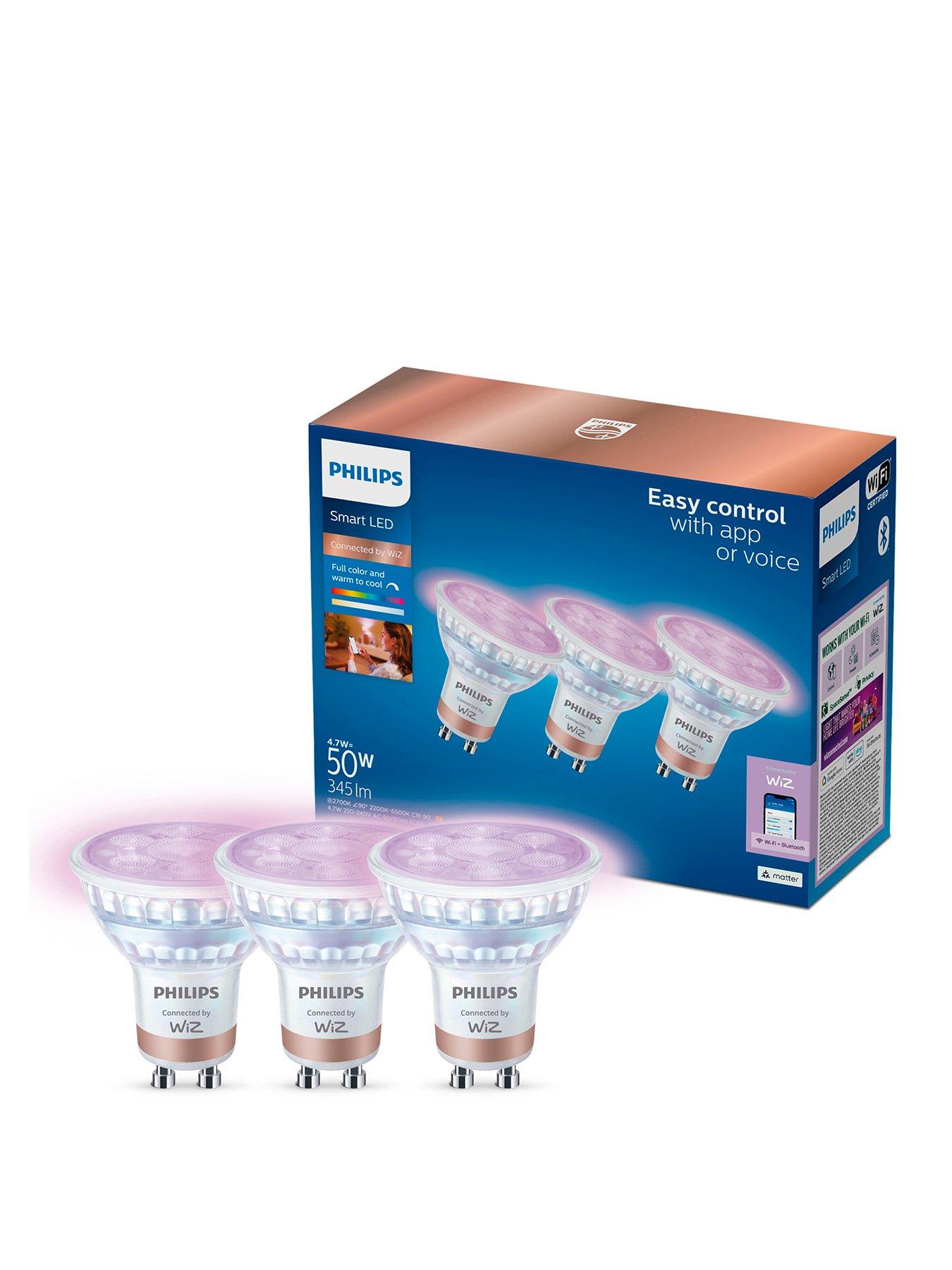 Image 1 of 7 of Philips Smart Led Smart LED RGB GU10 Glass Bulb - 50W, 3 Pack