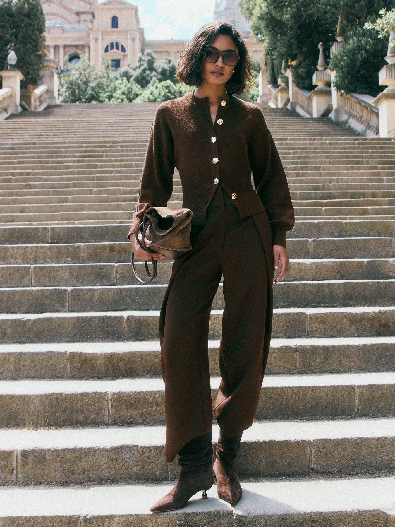 Image 2 of 5 of Friends Like These Espresso Brown Balloon Sleeve Cardigan