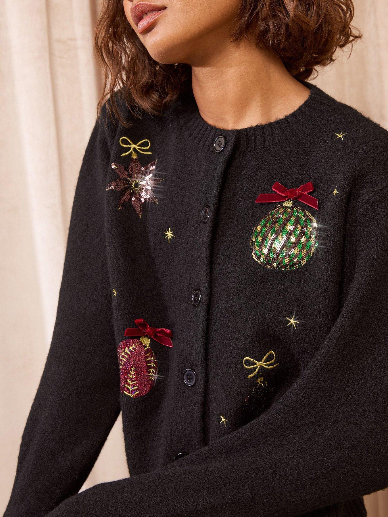 Image 4 of 5 of Friends Like These Black Bauble Detail Knit Cardigan