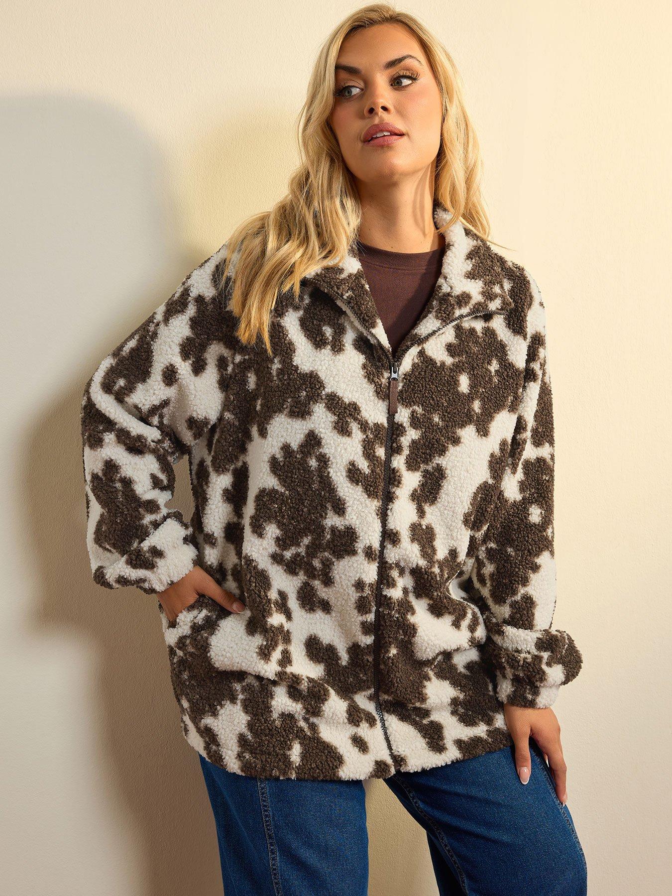 Image 1 of 4 of Yours Womens Plus Size Borg Fleece Zip-Through Jacket - White