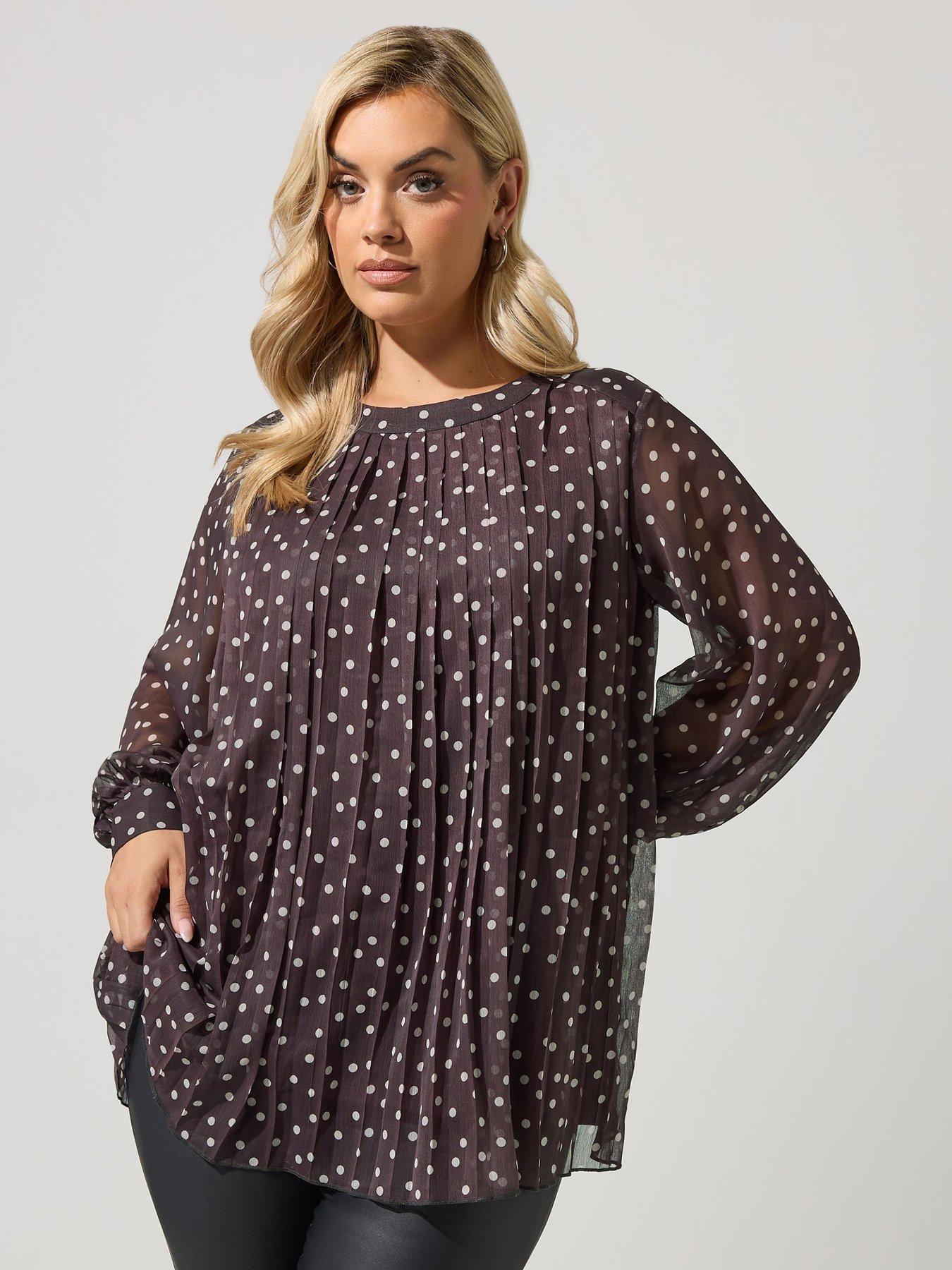 Yours Curve Pleated Polka Dot Blouse