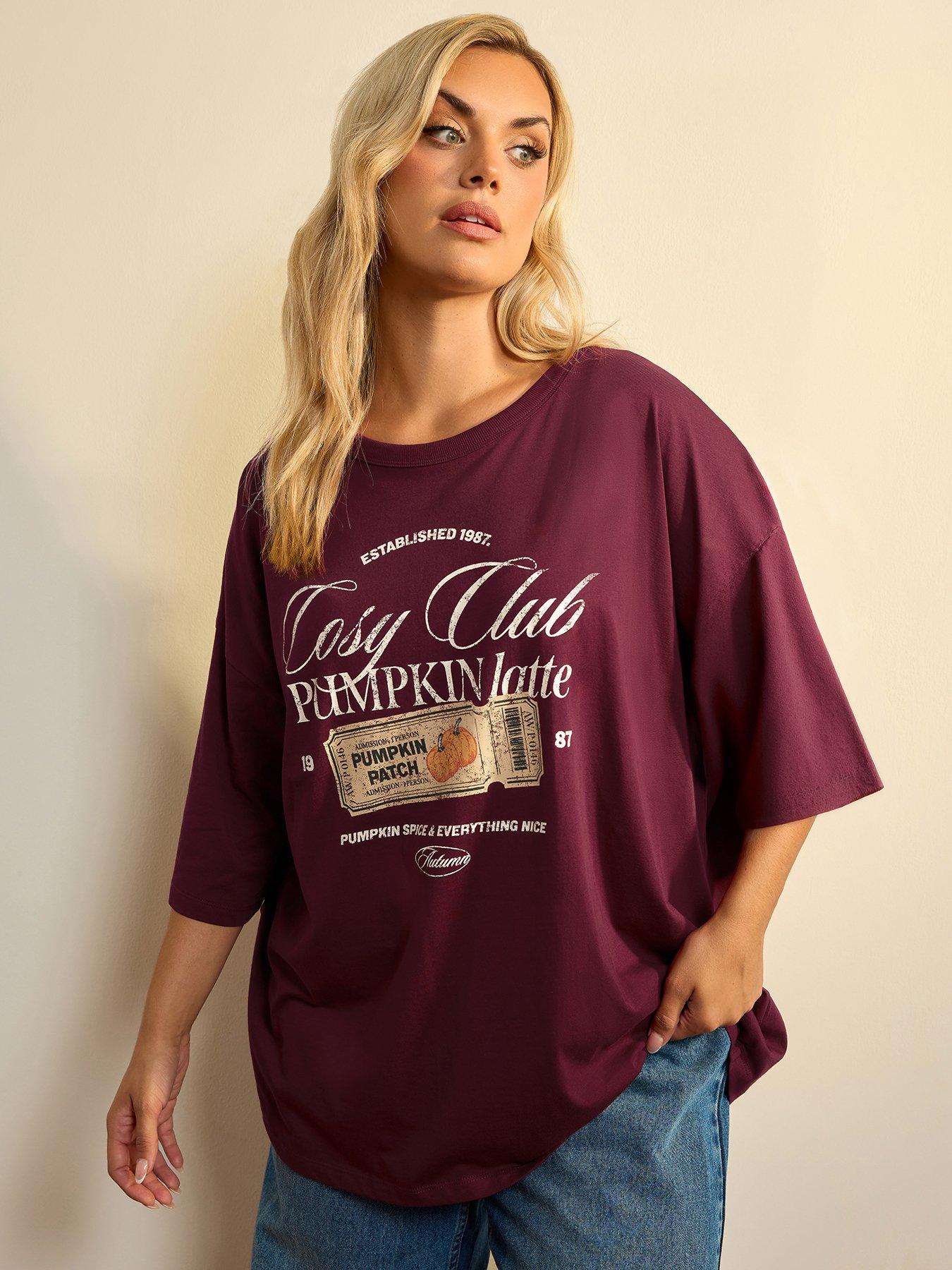 Yours Curve Placement Print Boxy T-Shirt - Red