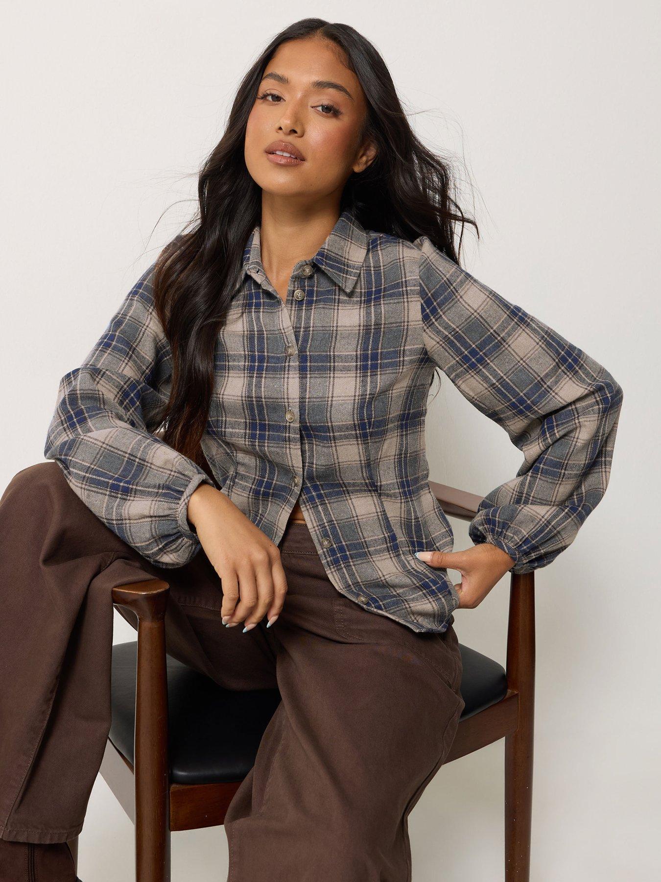 Image 1 of 4 of PixieGirl Petite Check Fitted Shirt