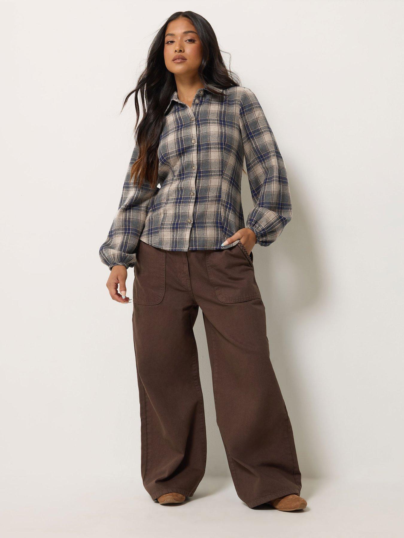Image 3 of 4 of PixieGirl Petite Check Fitted Shirt