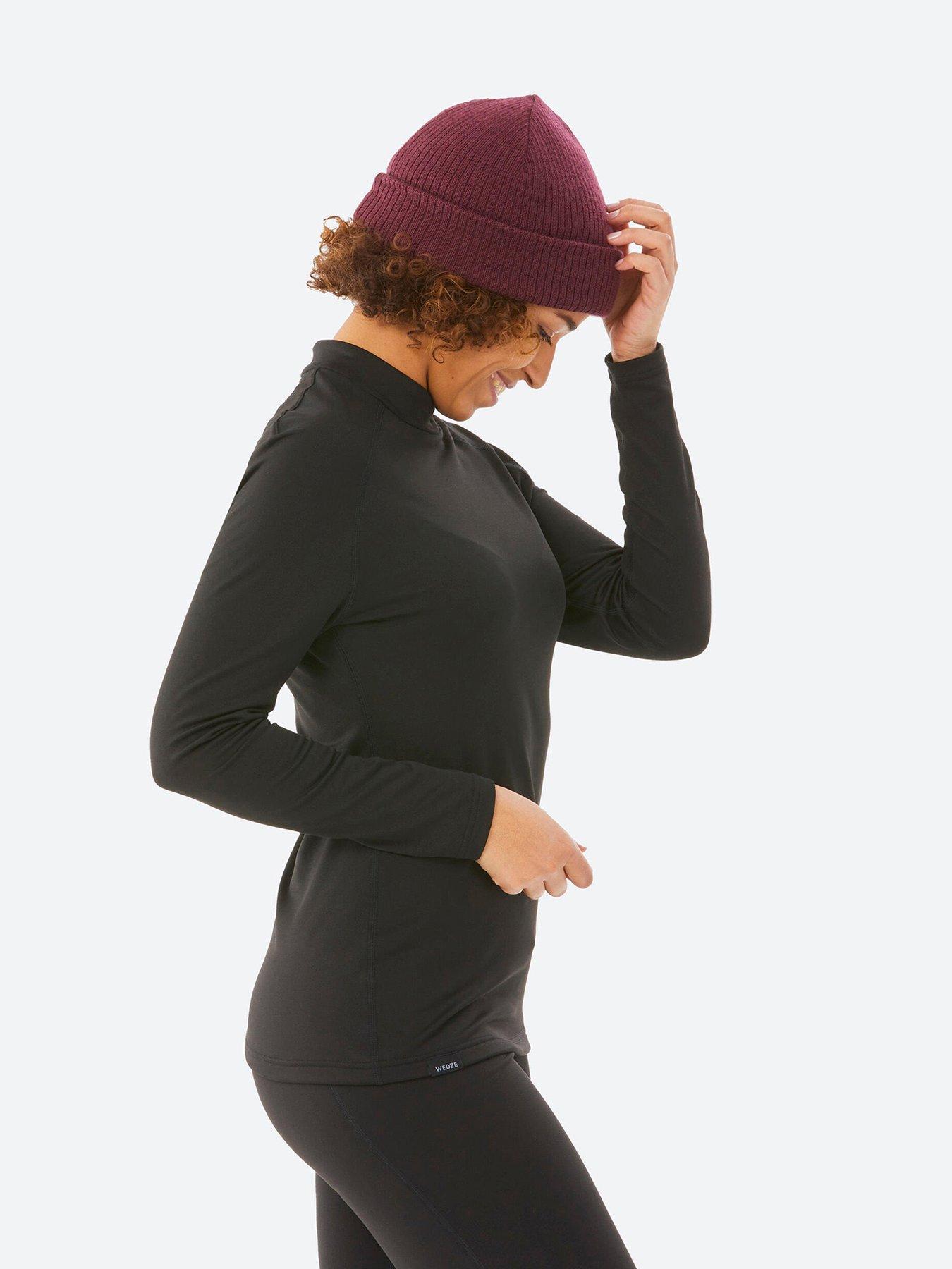 Image 3 of 5 of Decathlon Ladies Base Layer TOP SKI 500 - Black