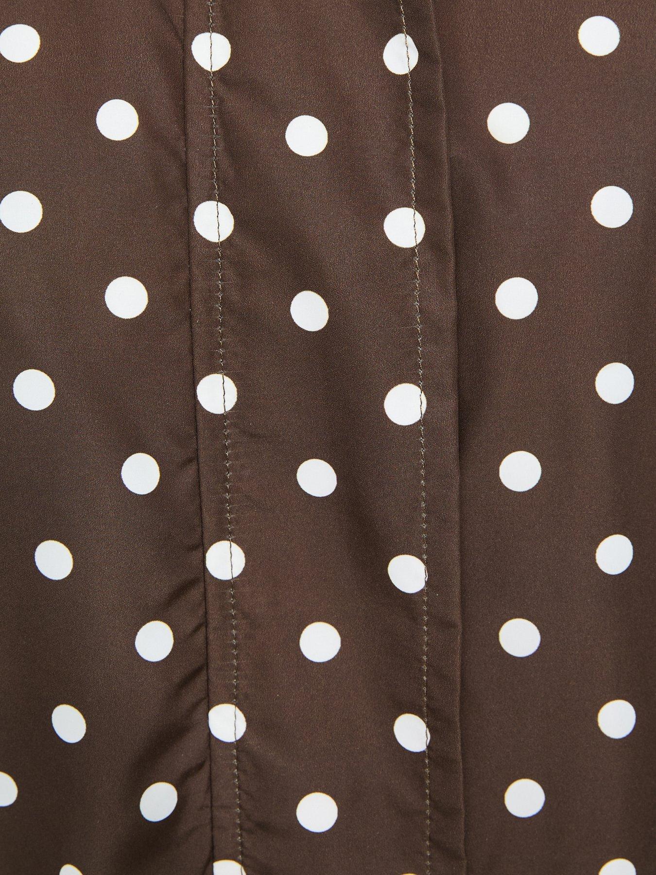 Image 6 of 6 of New Look Brown Polka Dot Bubble Hem Zip Windbreaker Jacket