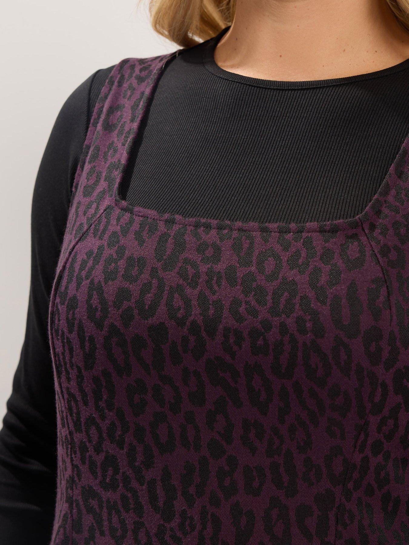 Image 4 of 4 of Yours Curve Pinafore Dress - Brown