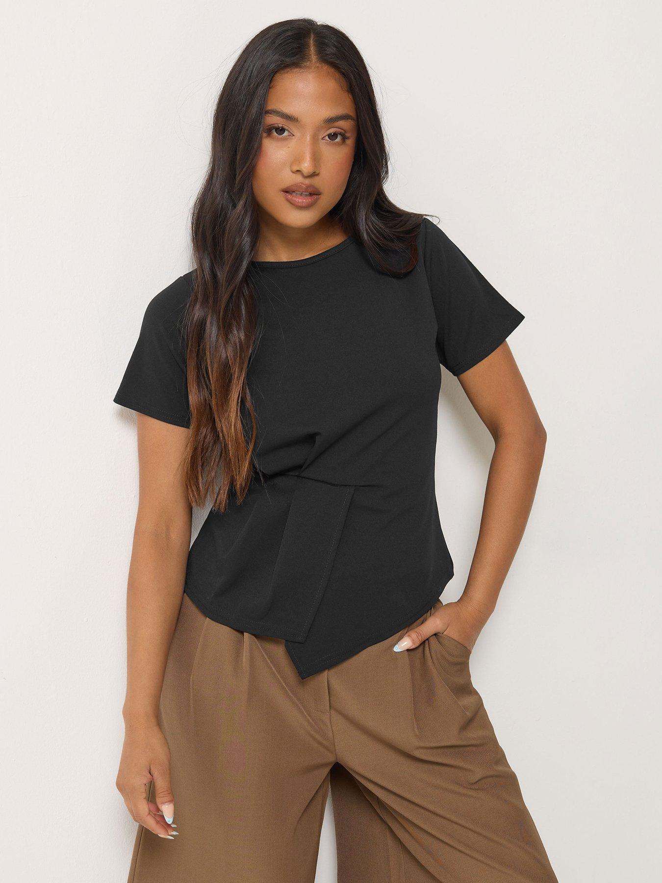PixieGirl Petite Pleat Detail Short Sleeve Top