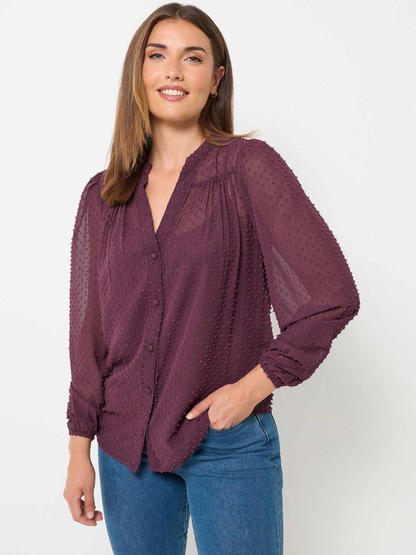 Image 1 of 4 of Long Tall Sally Womens Tall Dobby V-Neck Blouse - Red
