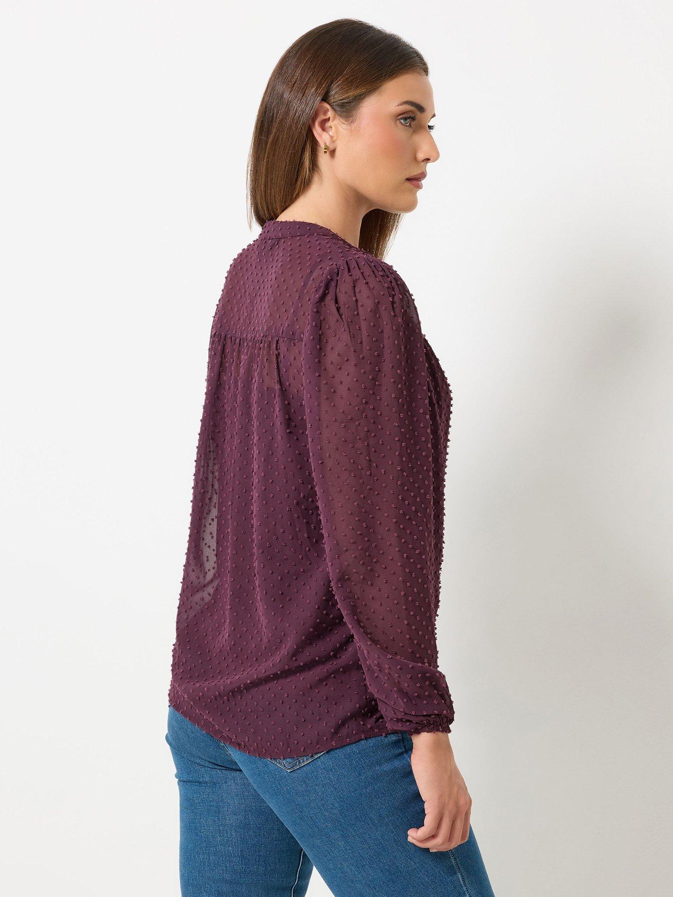 Image 2 of 4 of Long Tall Sally Womens Tall Dobby V-Neck Blouse - Red