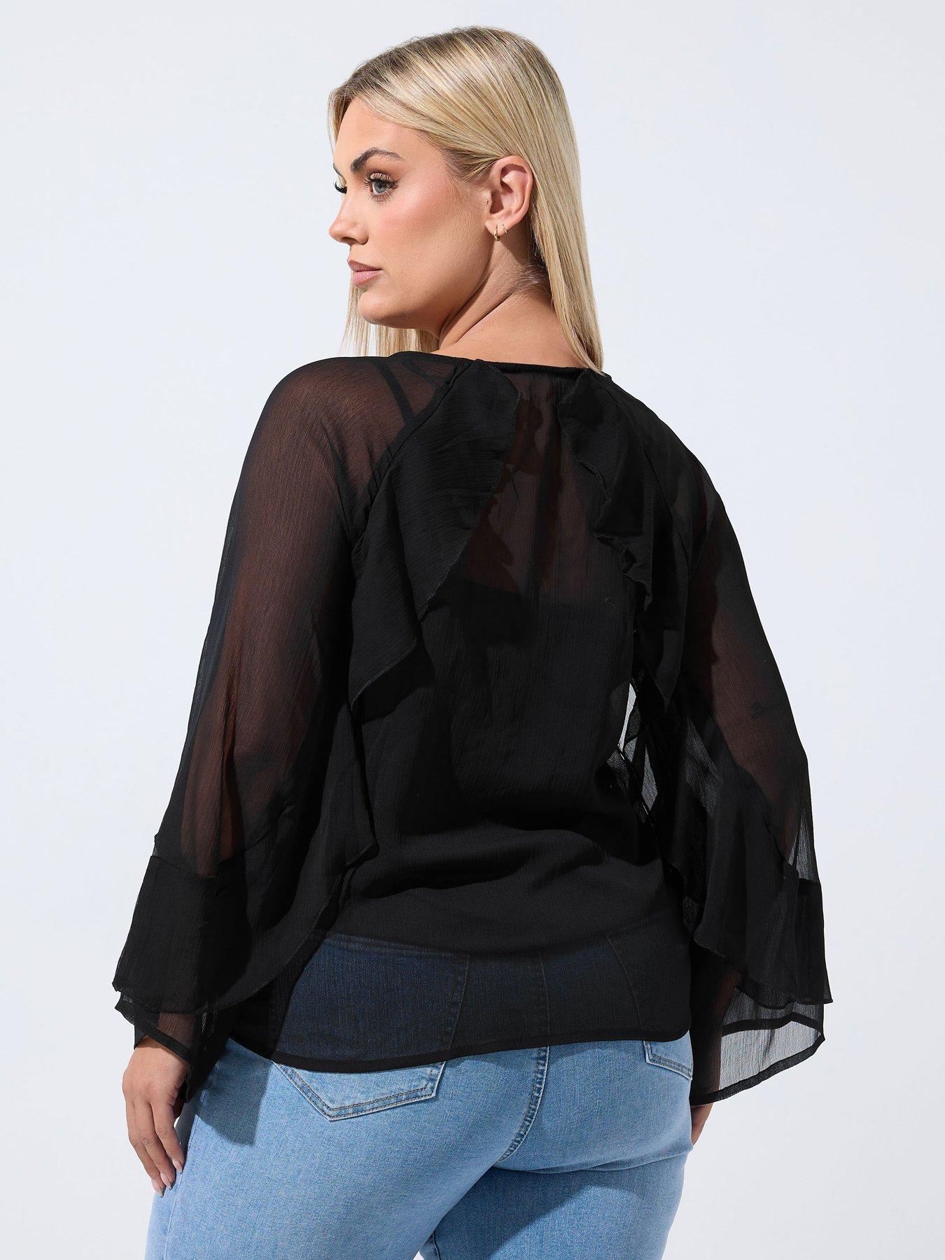 Image 2 of 4 of Yours Curve Waterfall Ruffle Blouse