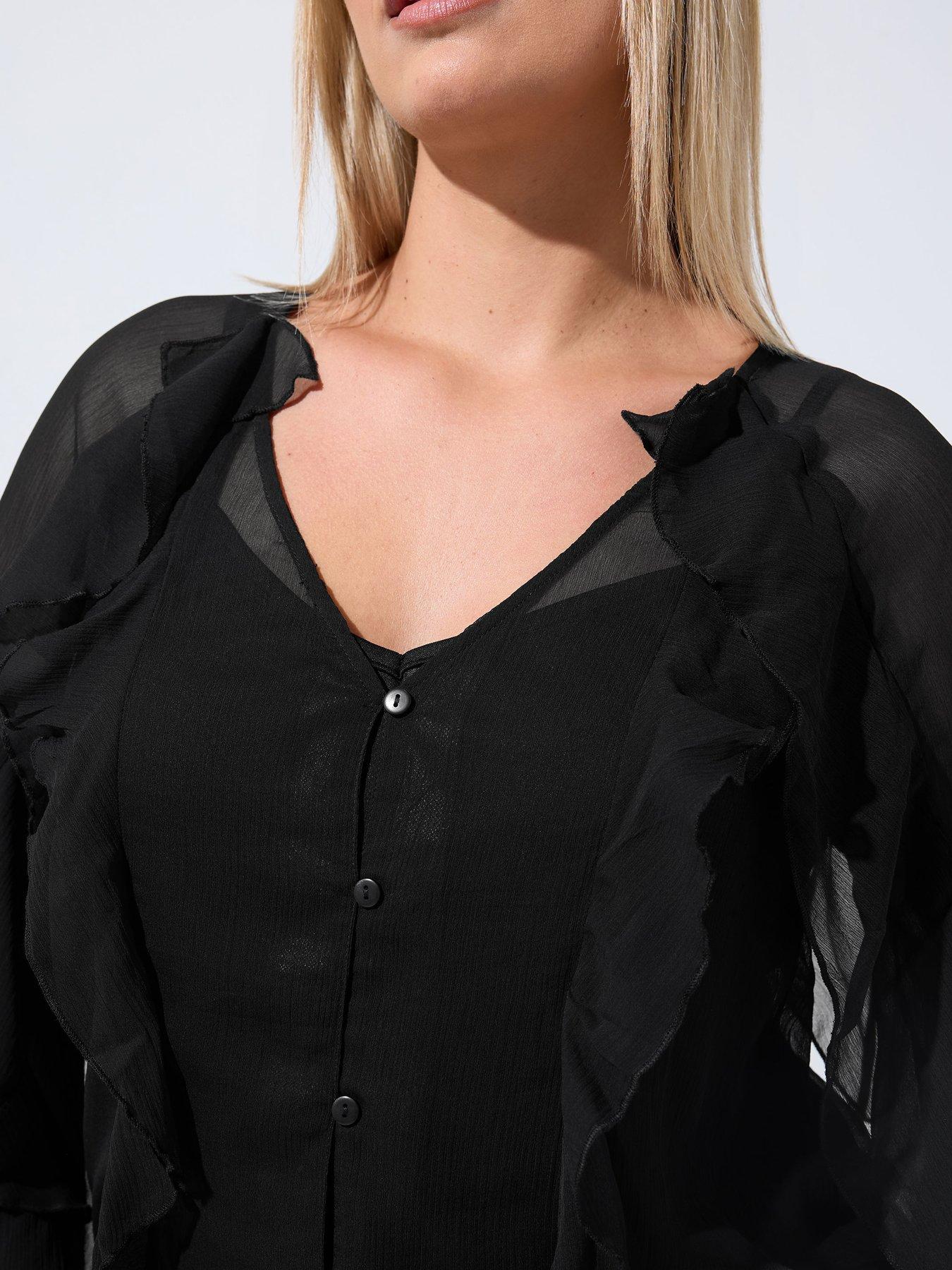 Image 4 of 4 of Yours Curve Waterfall Ruffle Blouse