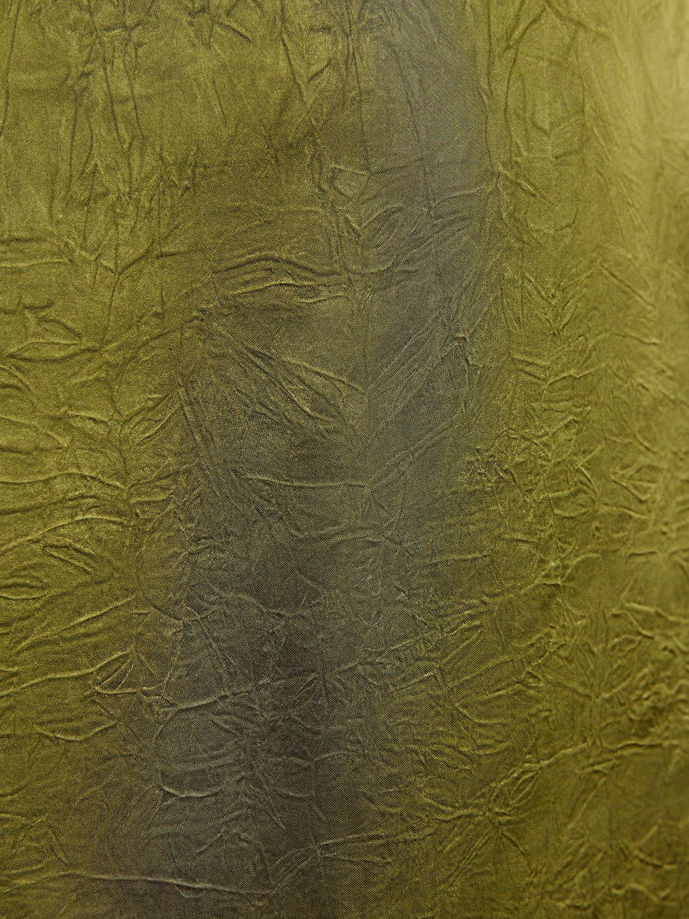 Image 5 of 5 of Friends Like These Olive Green Satin Cowl Neck Long Sleeve Midi Dress