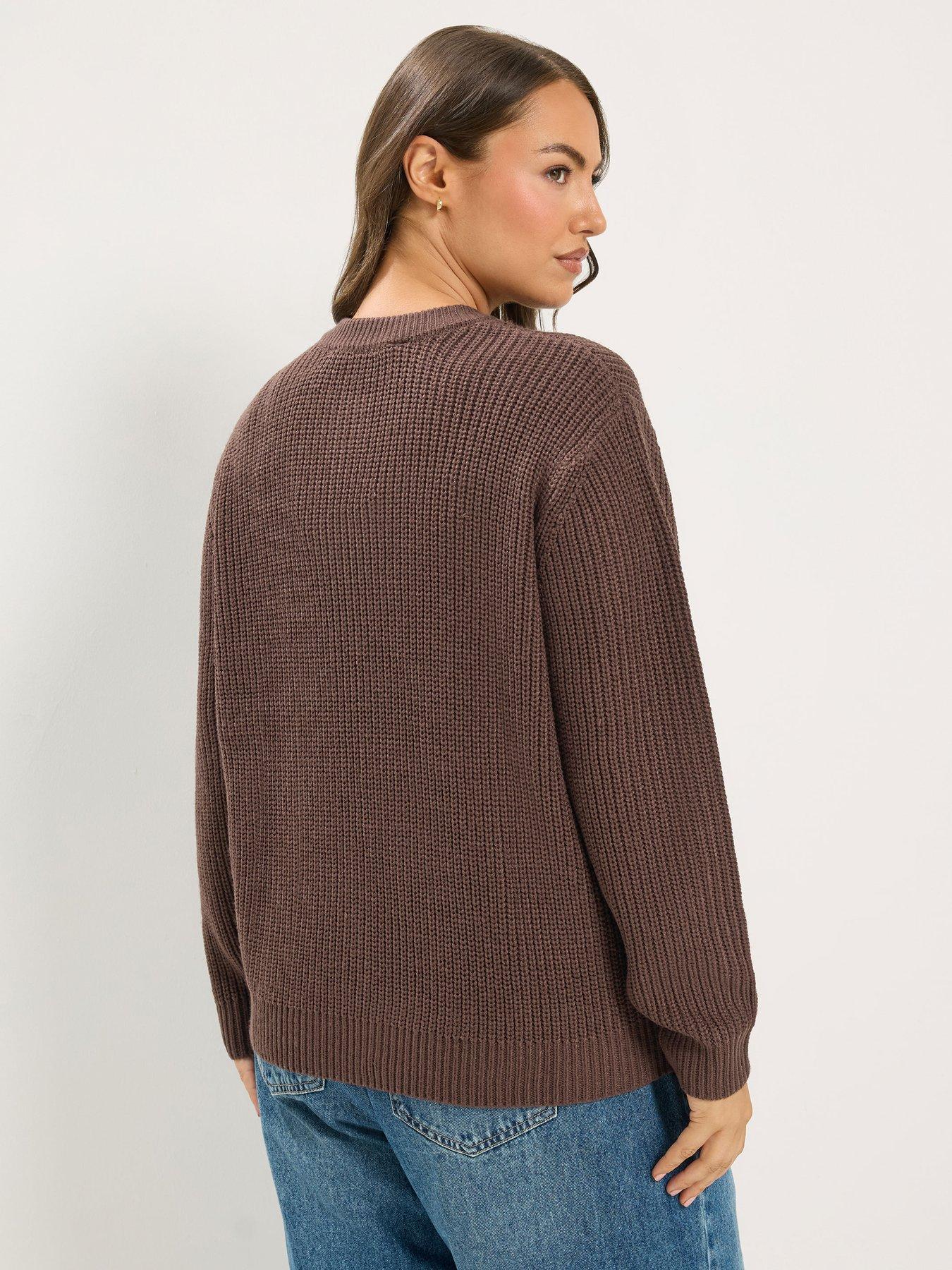 Image 2 of 4 of Yours Womens Curve Statement Metallic Button Cardigan - Brown