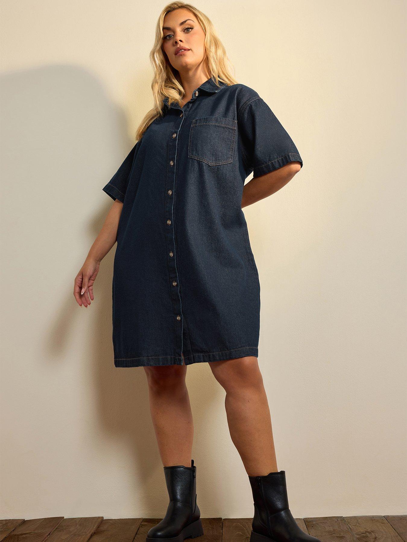 Yours Curve Denim Shirt Dress - Blue