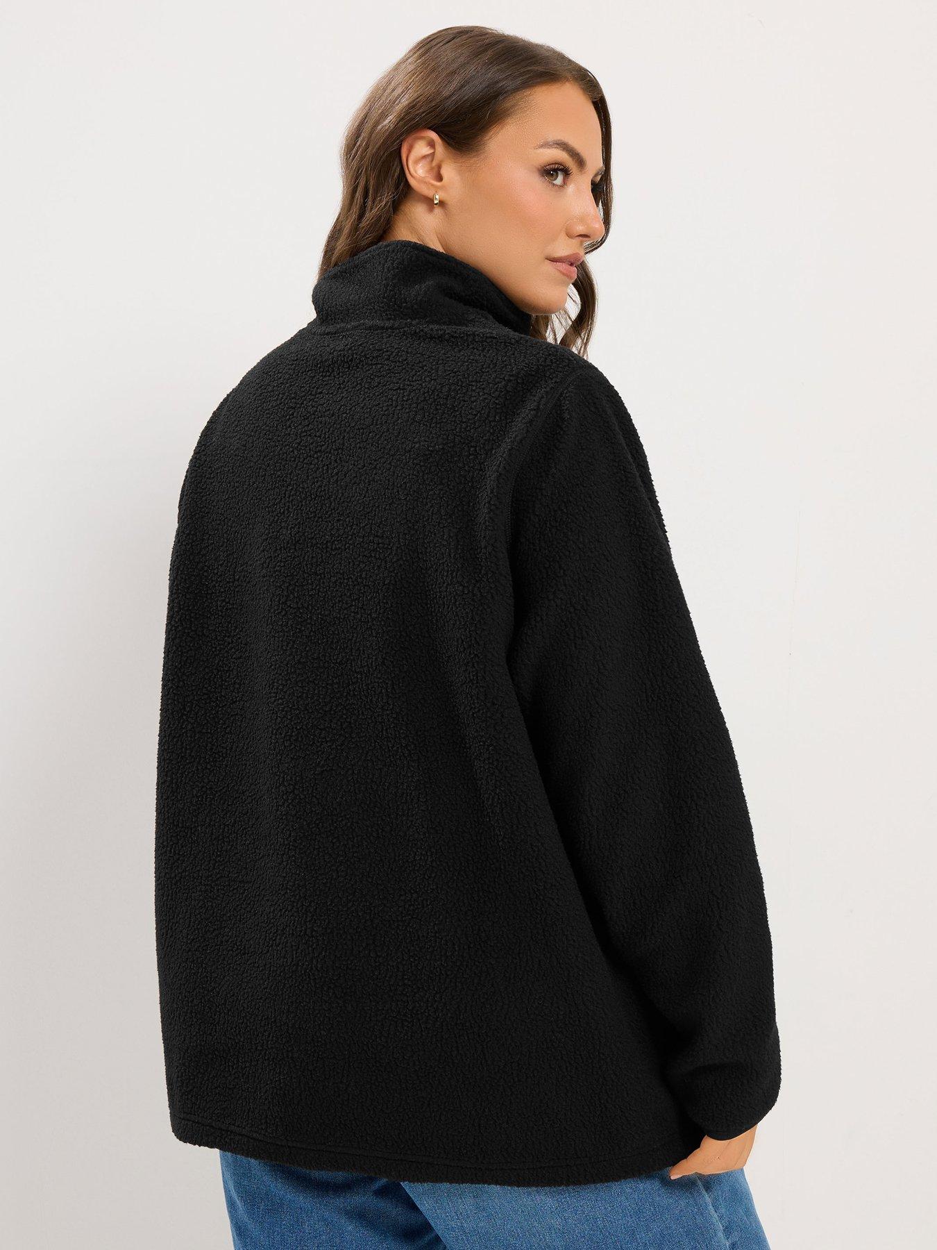 Image 2 of 4 of Yours Womens Plus Size Half-Zip Longer Length Fleece Jacket - Black