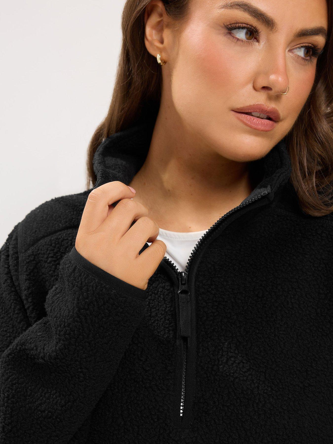 Image 4 of 4 of Yours Womens Plus Size Half-Zip Longer Length Fleece Jacket - Black
