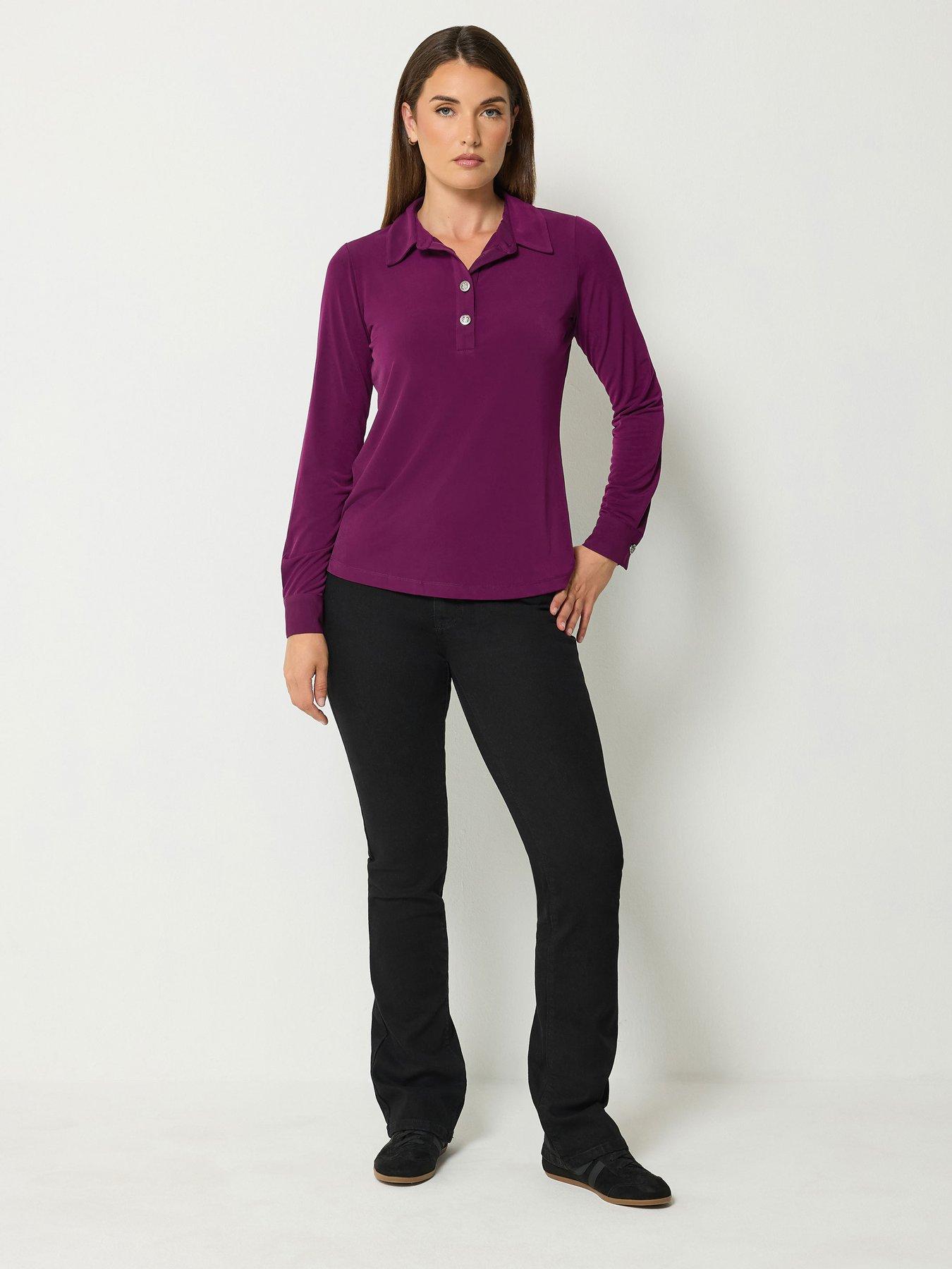 Image 3 of 4 of Long Tall Sally Tall Half Placket Button Top