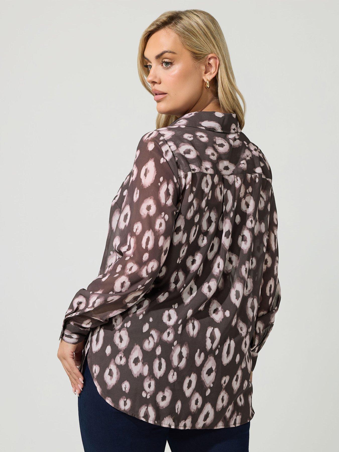 Image 2 of 4 of Yours Curve Animal Print Shirt - Brown