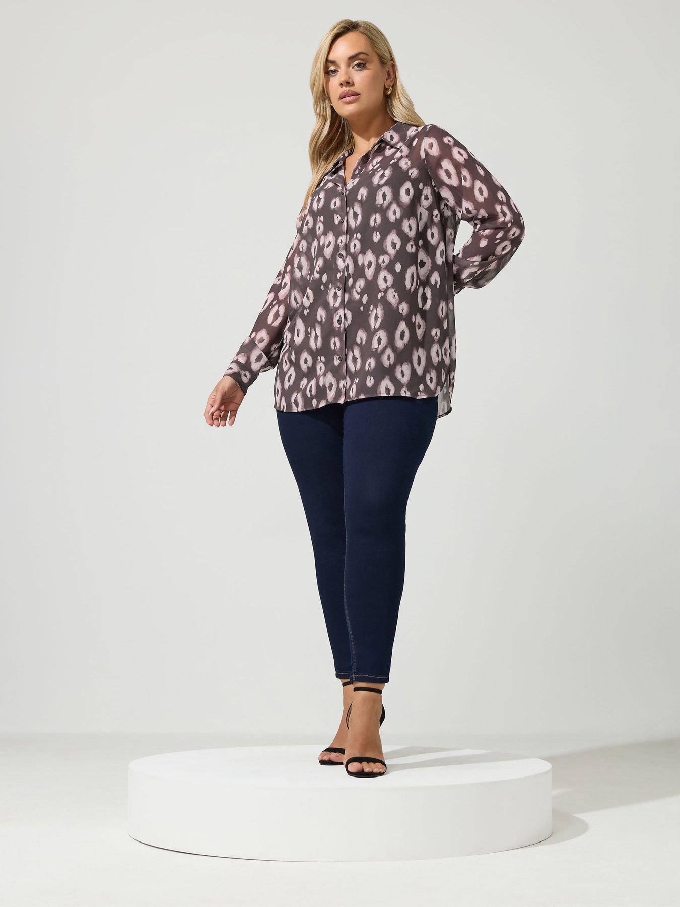 Image 3 of 4 of Yours Curve Animal Print Shirt - Brown