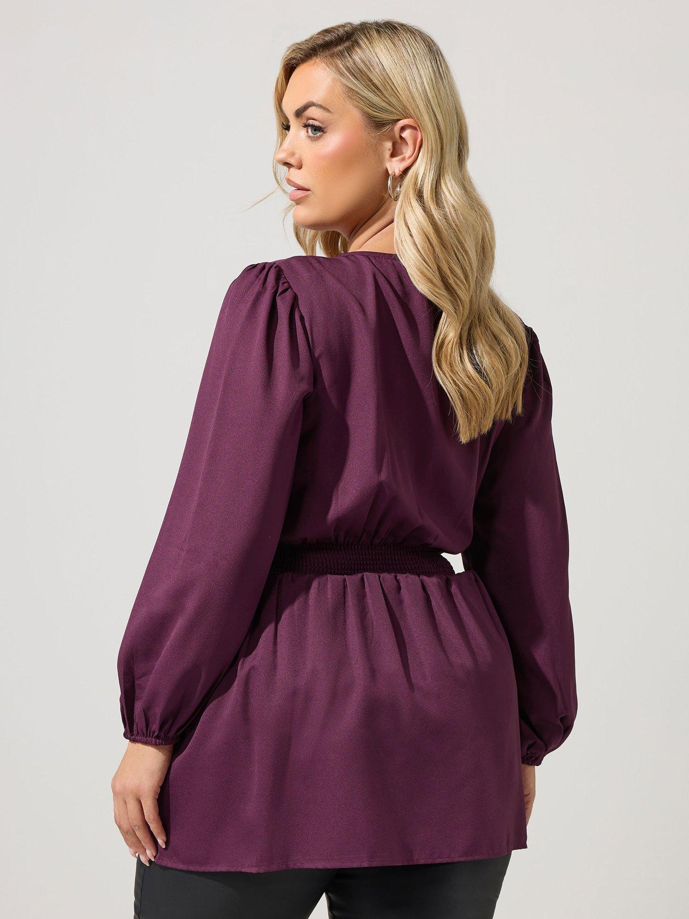 Image 2 of 4 of Yours Curve Buckle Detail Wrap Top - Purple