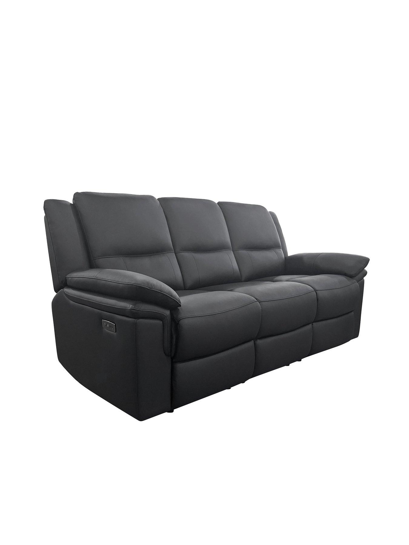 Image 4 of 7 of The Very Collection Osaka Leather 3 Seater Power Recliner Sofa