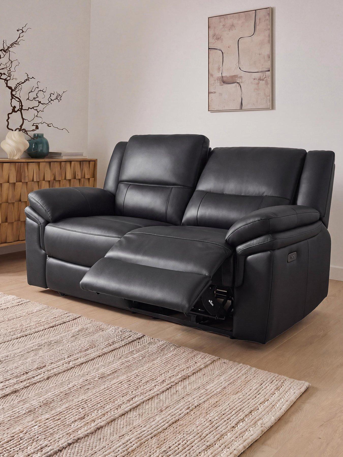 Image 1 of 6 of The Very Collection Osaka Leather 2 Seater Power Recliner Sofa