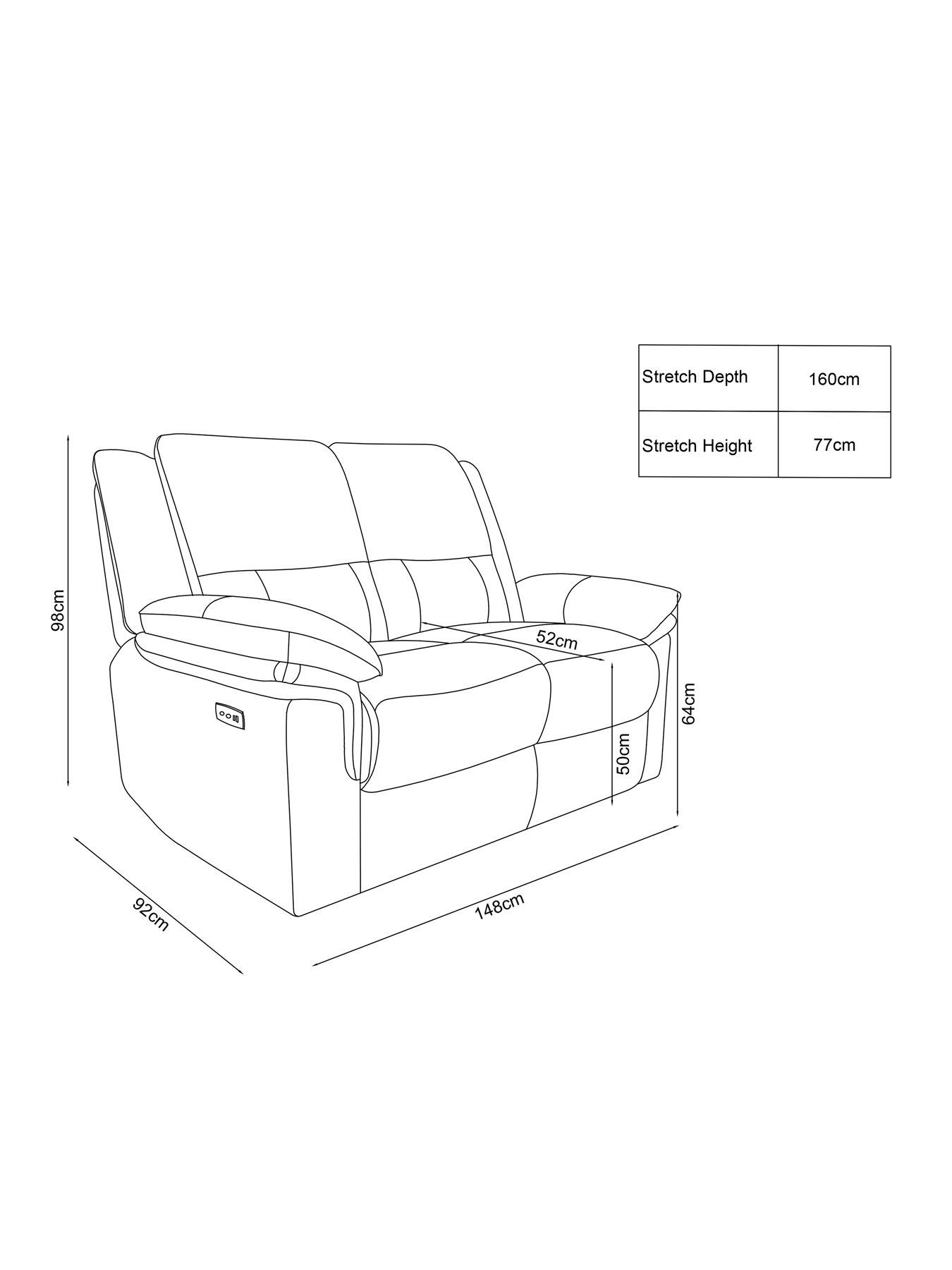 Image 6 of 6 of The Very Collection Osaka Leather 2 Seater Power Recliner Sofa
