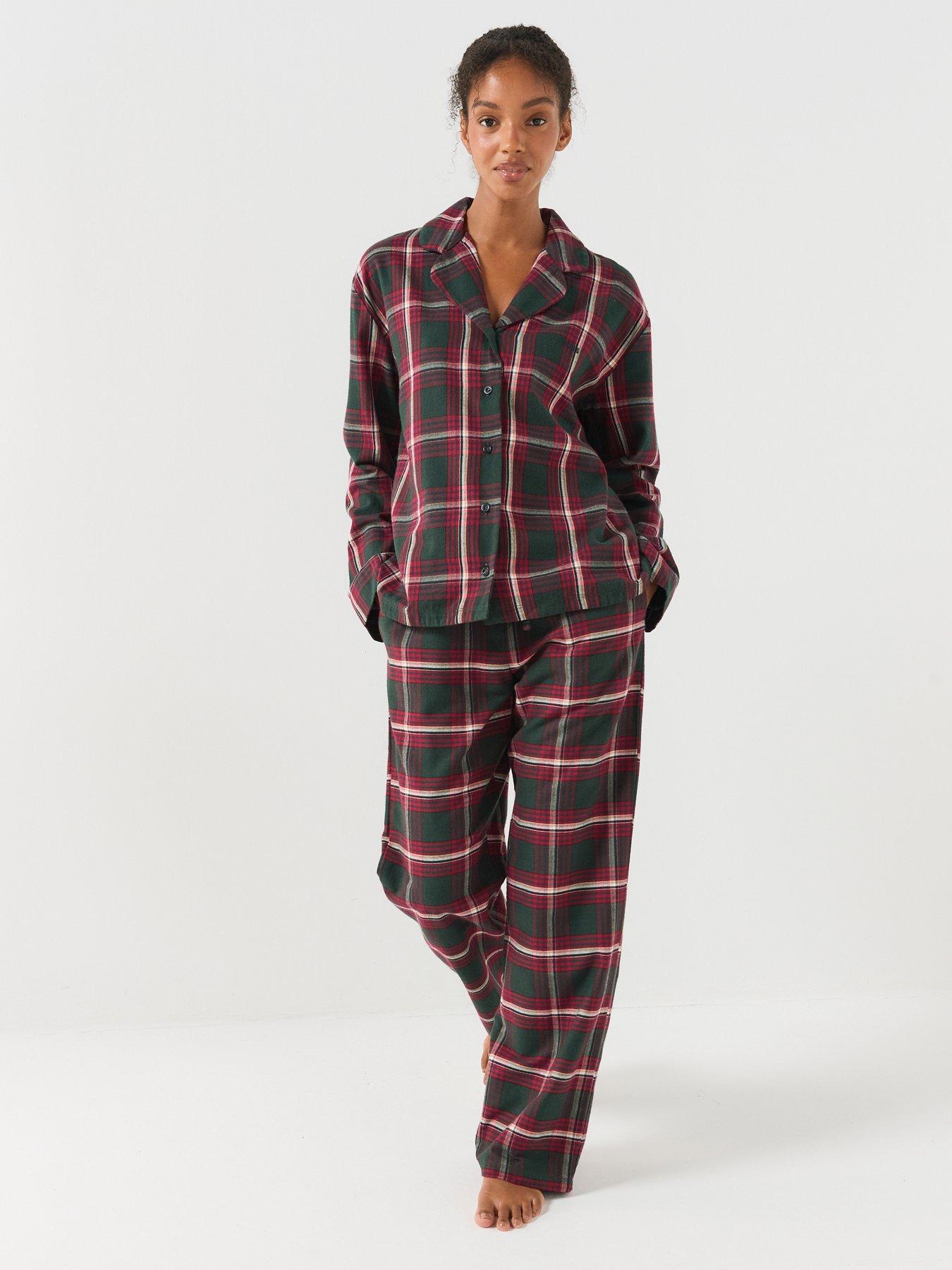 Image 1 of 7 of BOSS Christmas Long Checked Pyjama Set - Red