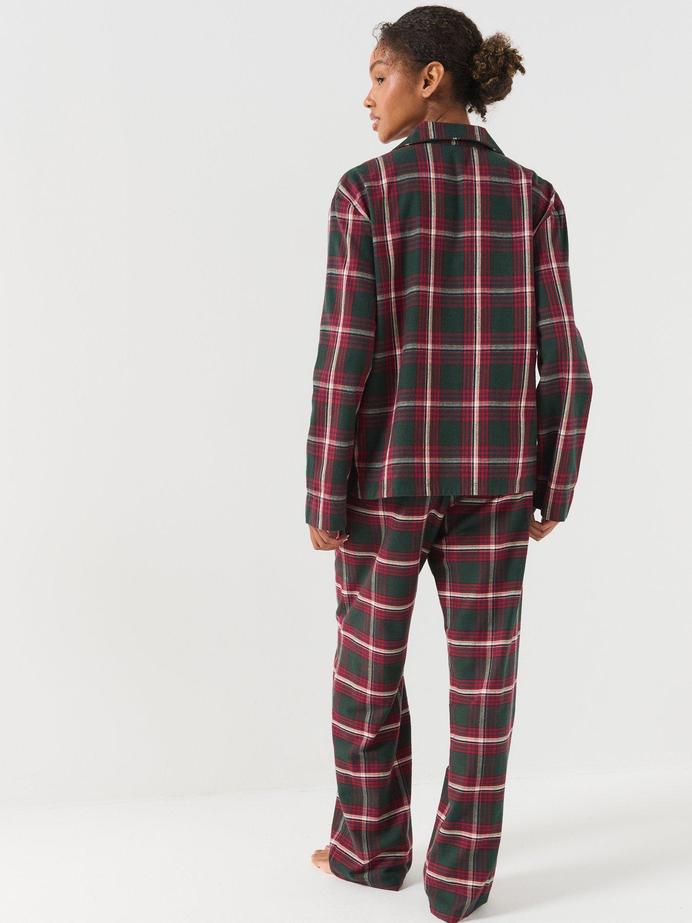 Image 2 of 7 of BOSS Christmas Long Checked Pyjama Set - Red