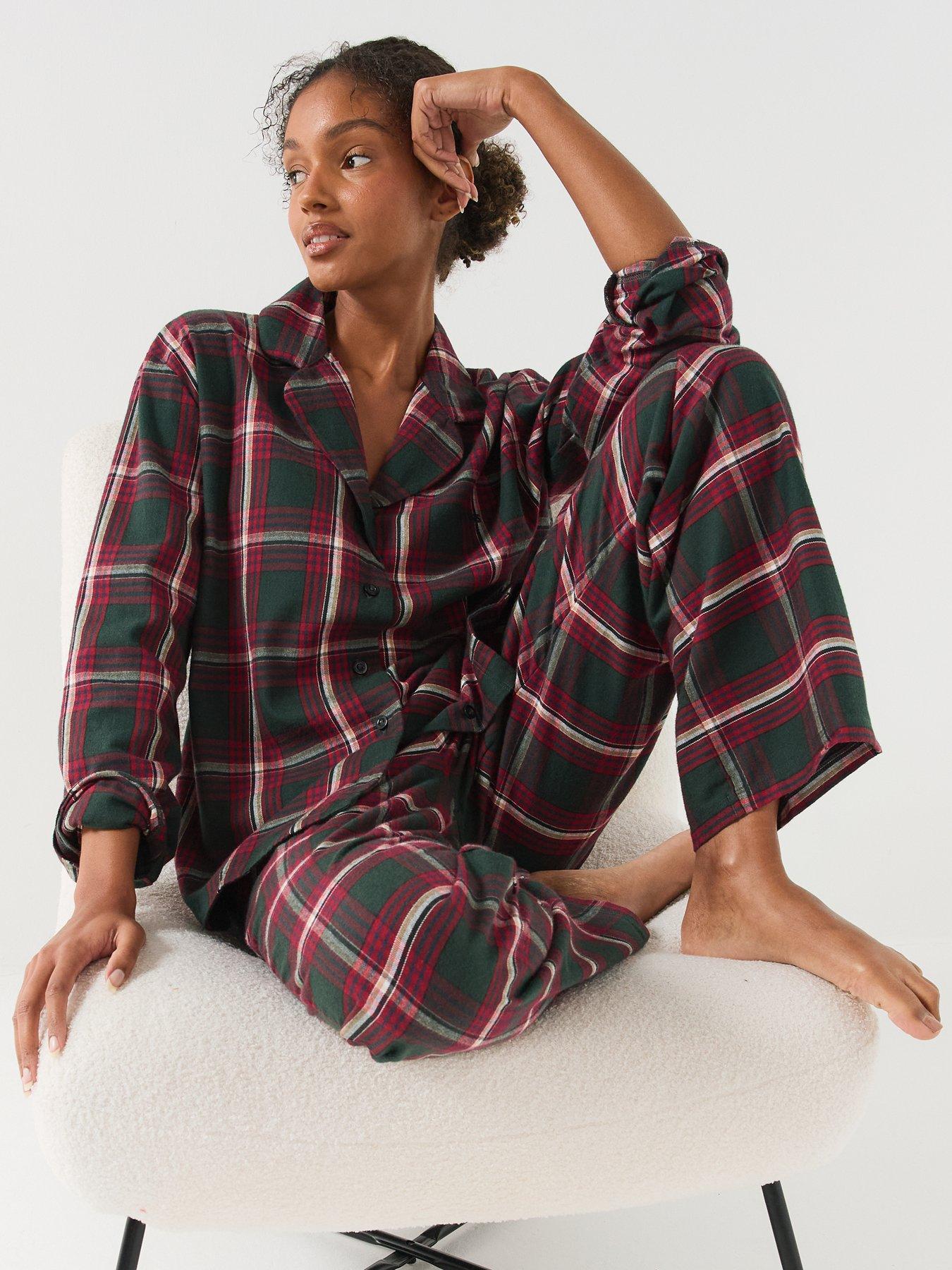 Image 3 of 7 of BOSS Christmas Long Checked Pyjama Set - Red